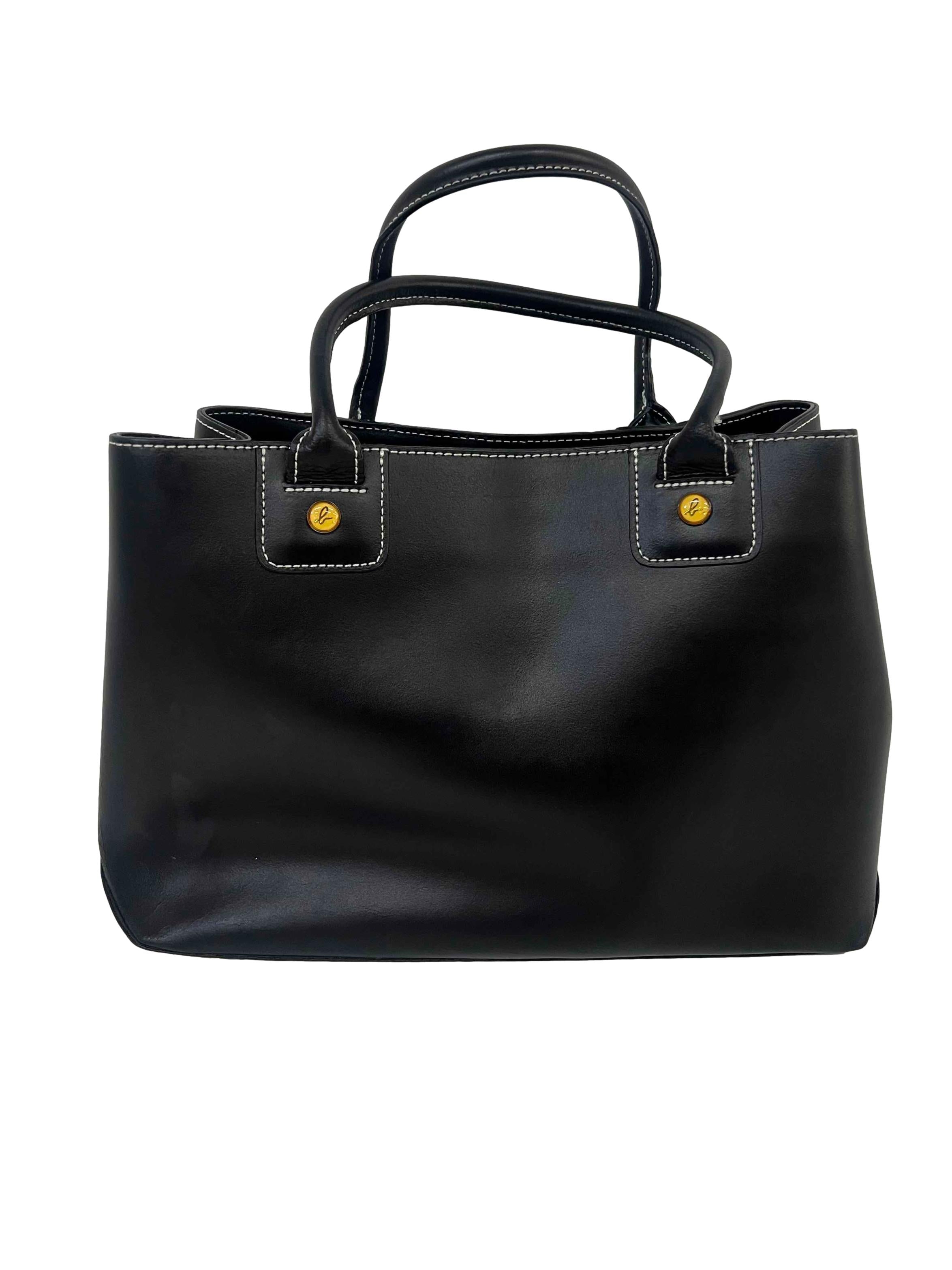 Black Leather Voyage Bag Handbag