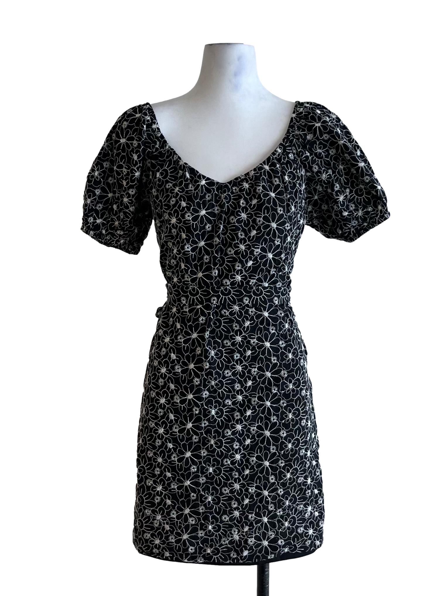 Black Floral Empire Dress