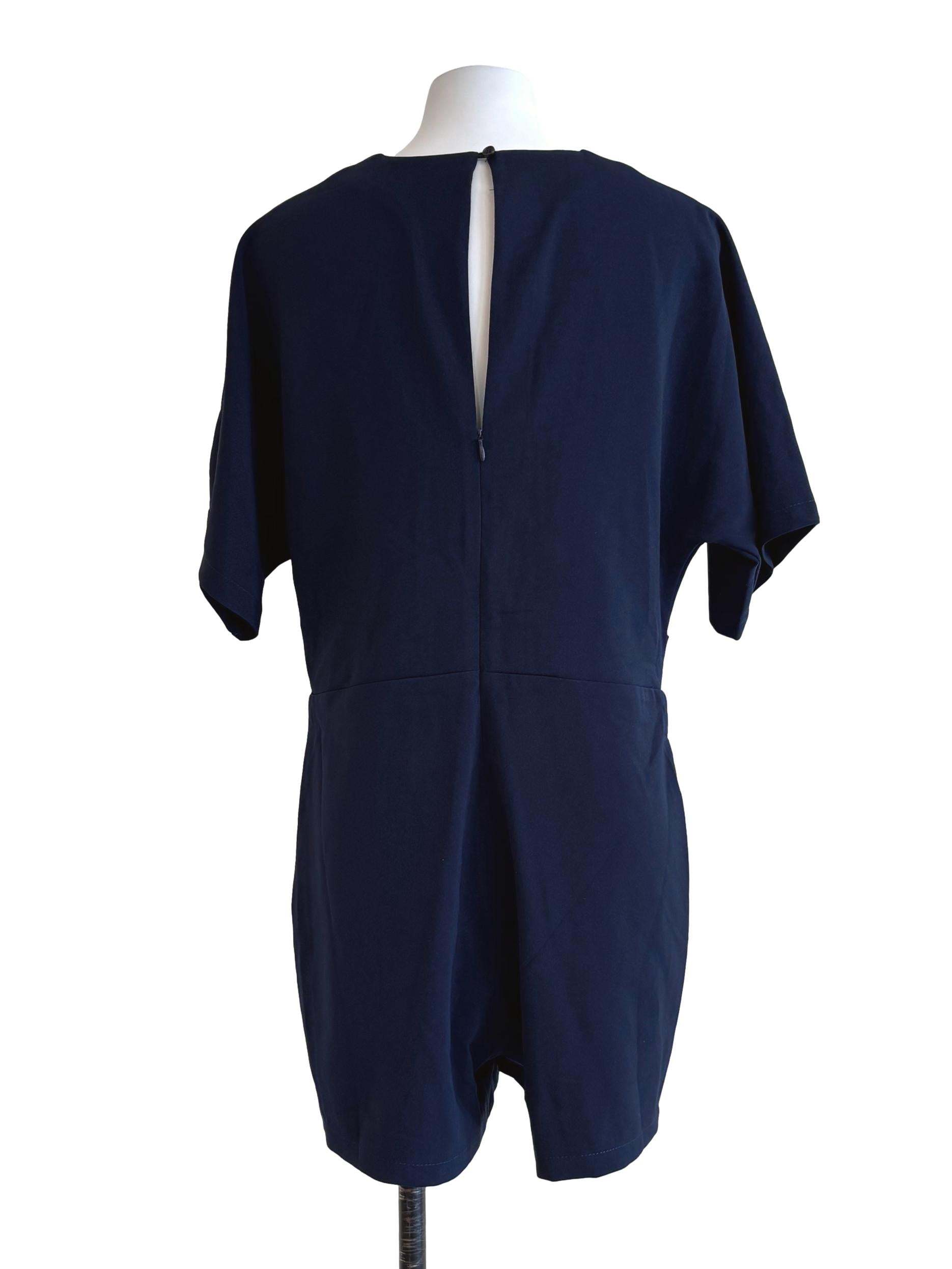 Navy Blue Surplice Romper