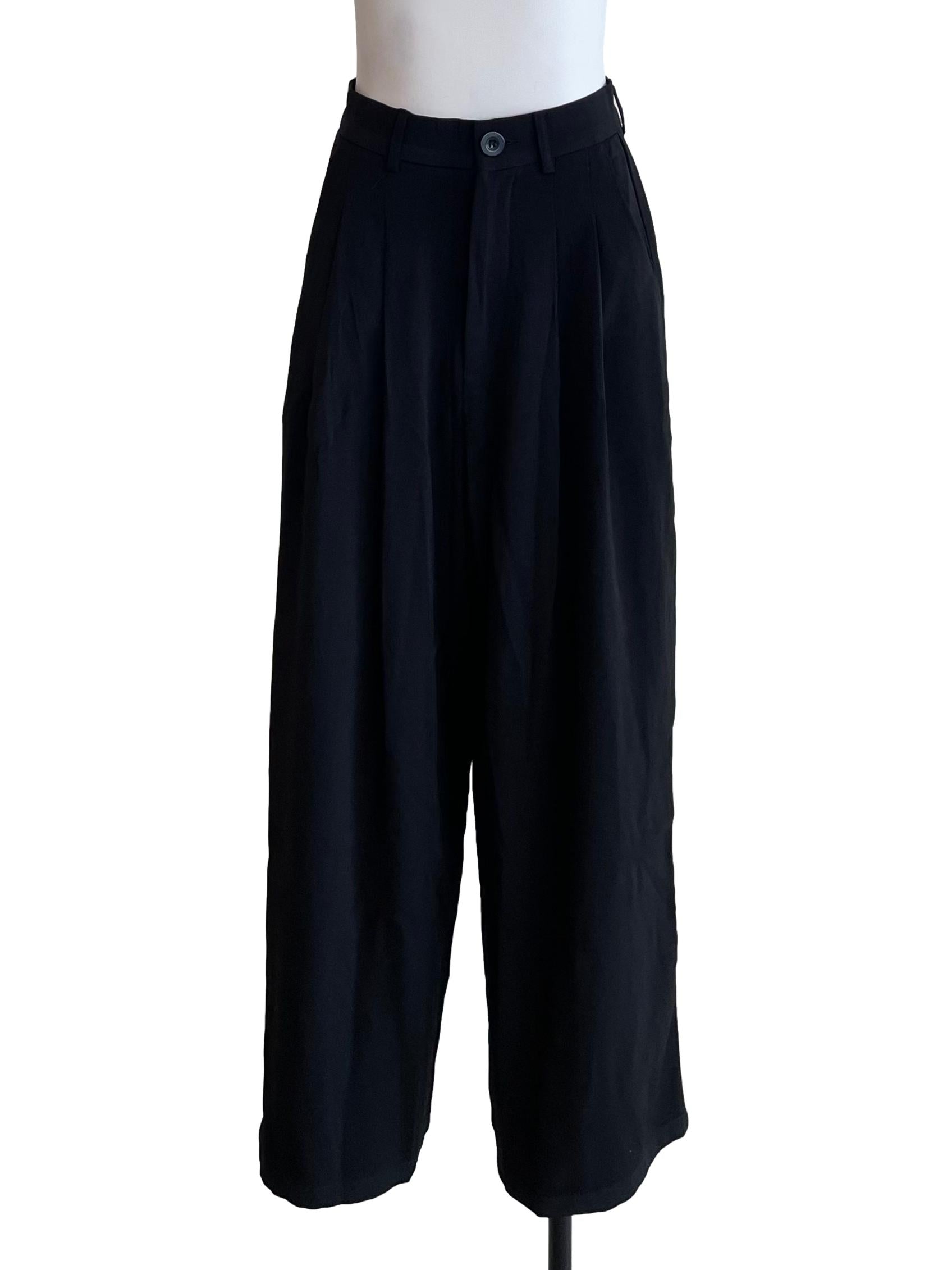 Black Pleated High Waist Pants
