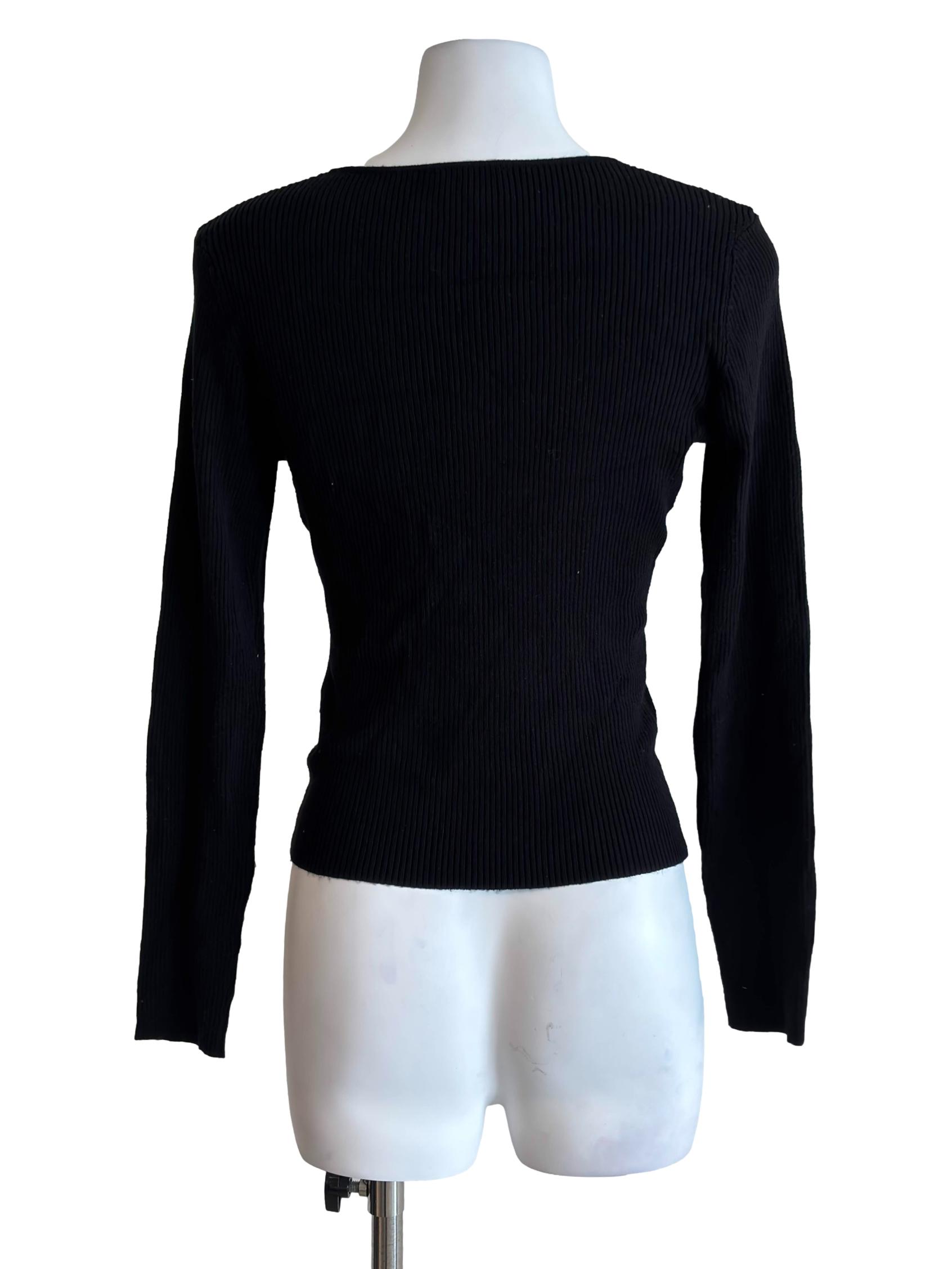 Jet Black Sweetheart Long Sleeve Top