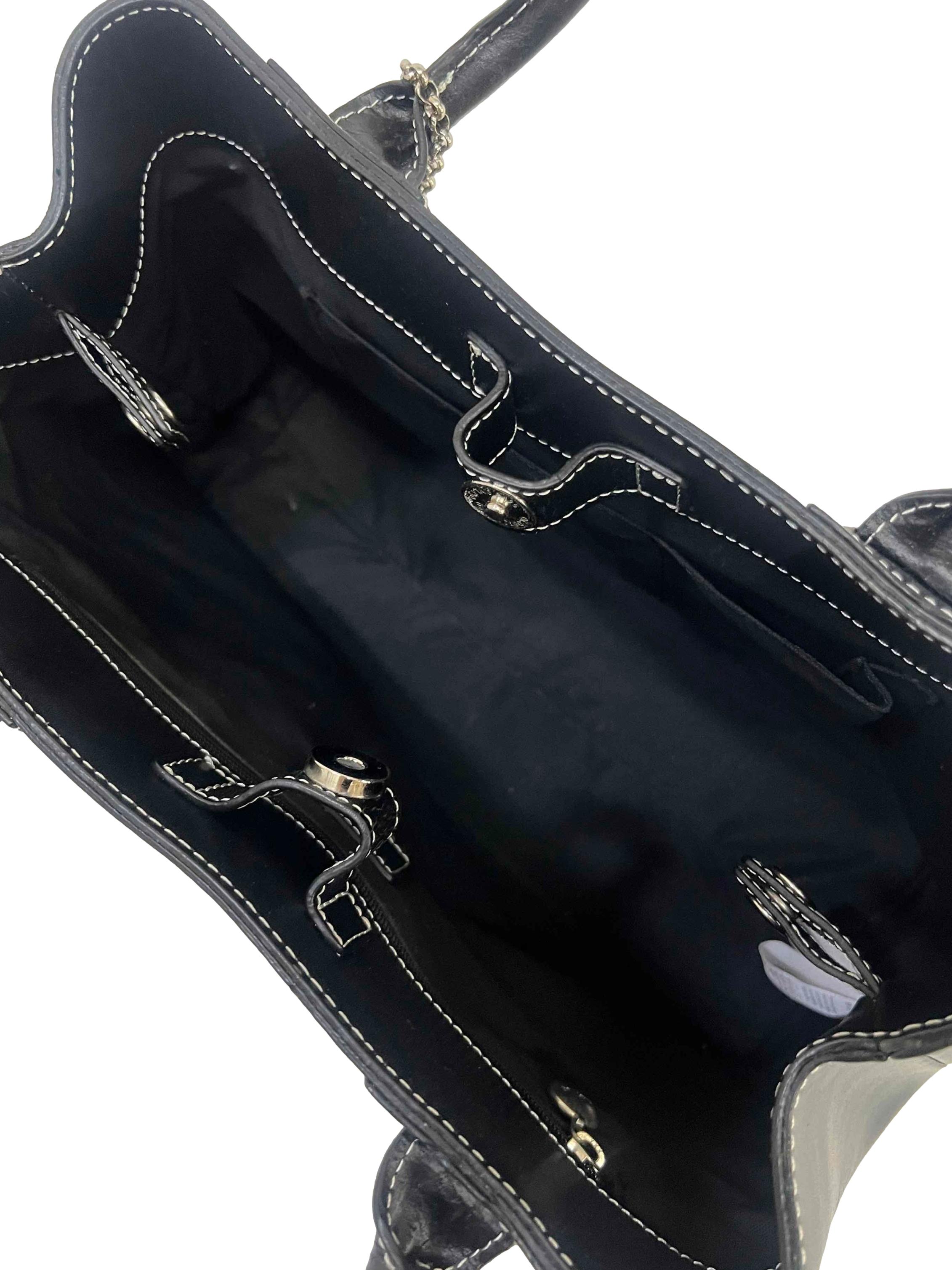 Black Leather Voyage Bag Handbag
