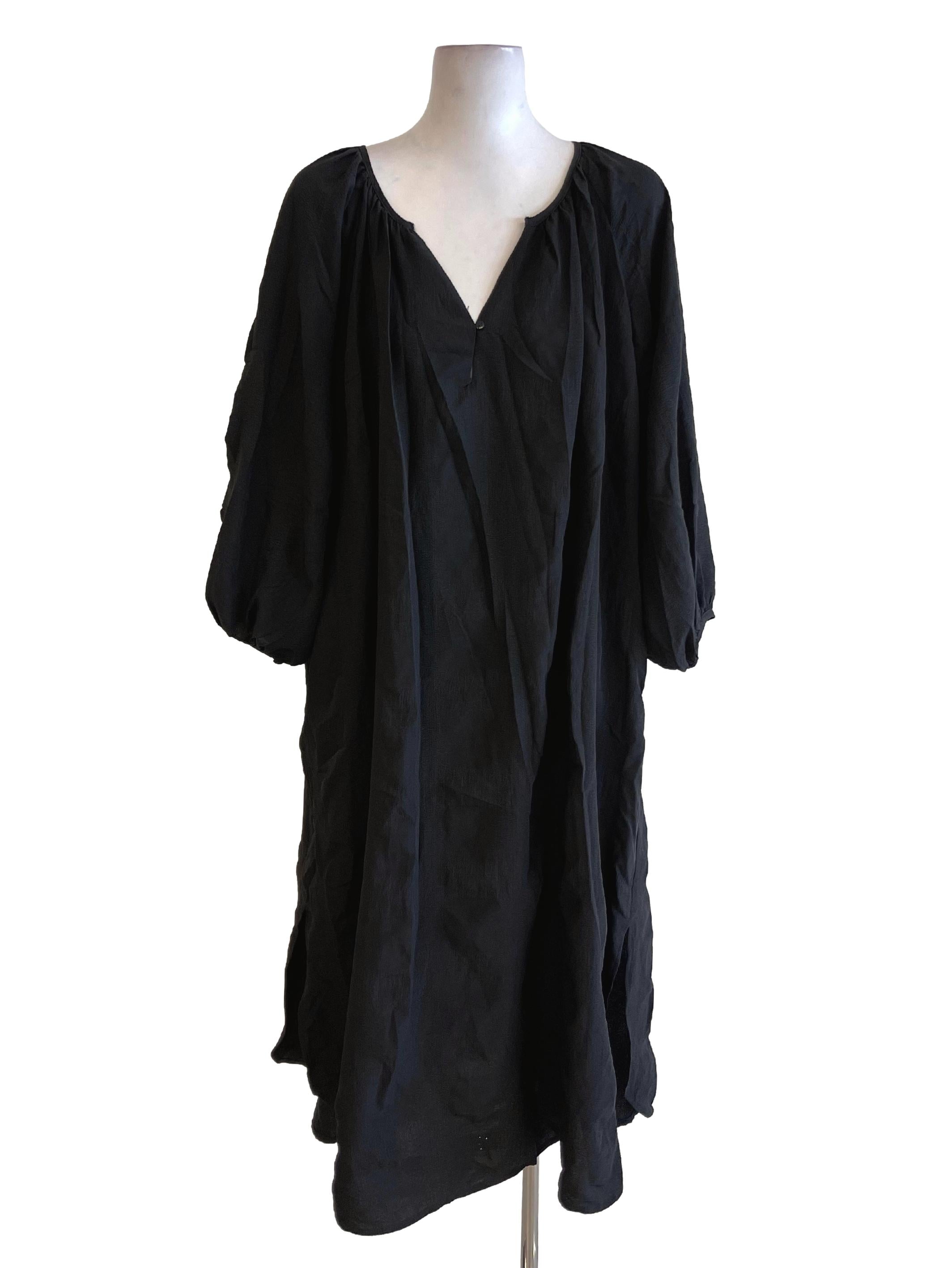Black V Neck Loose Dress