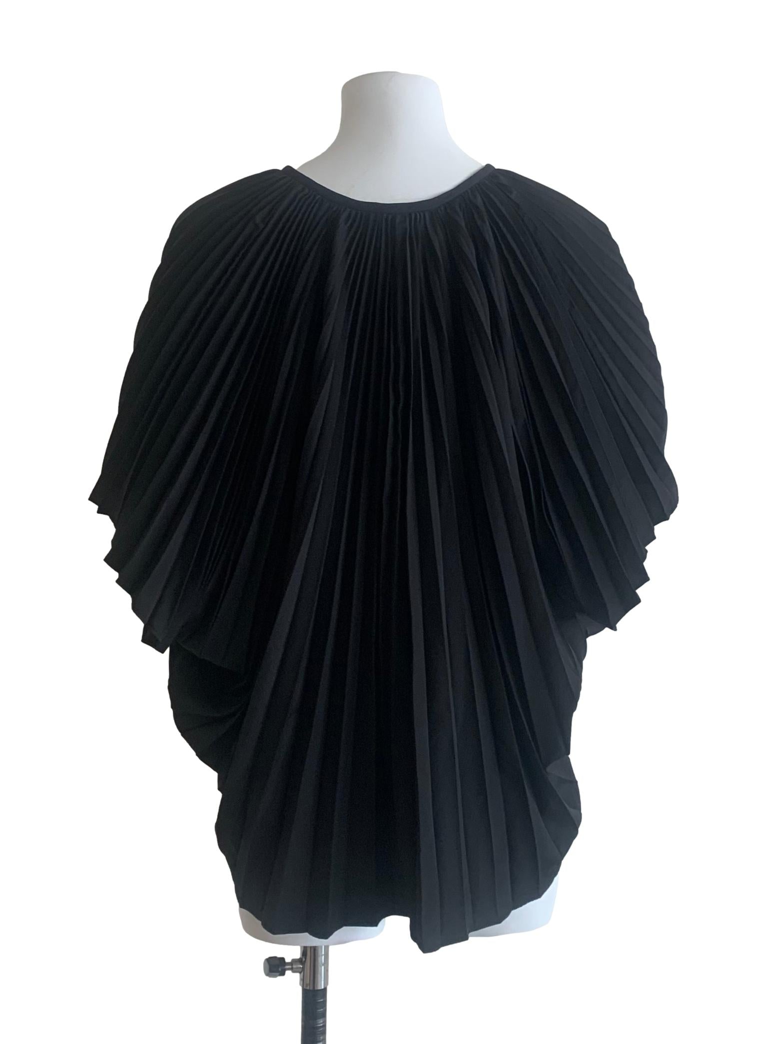 Midnight Black Pleated Batwing Sleeve Top