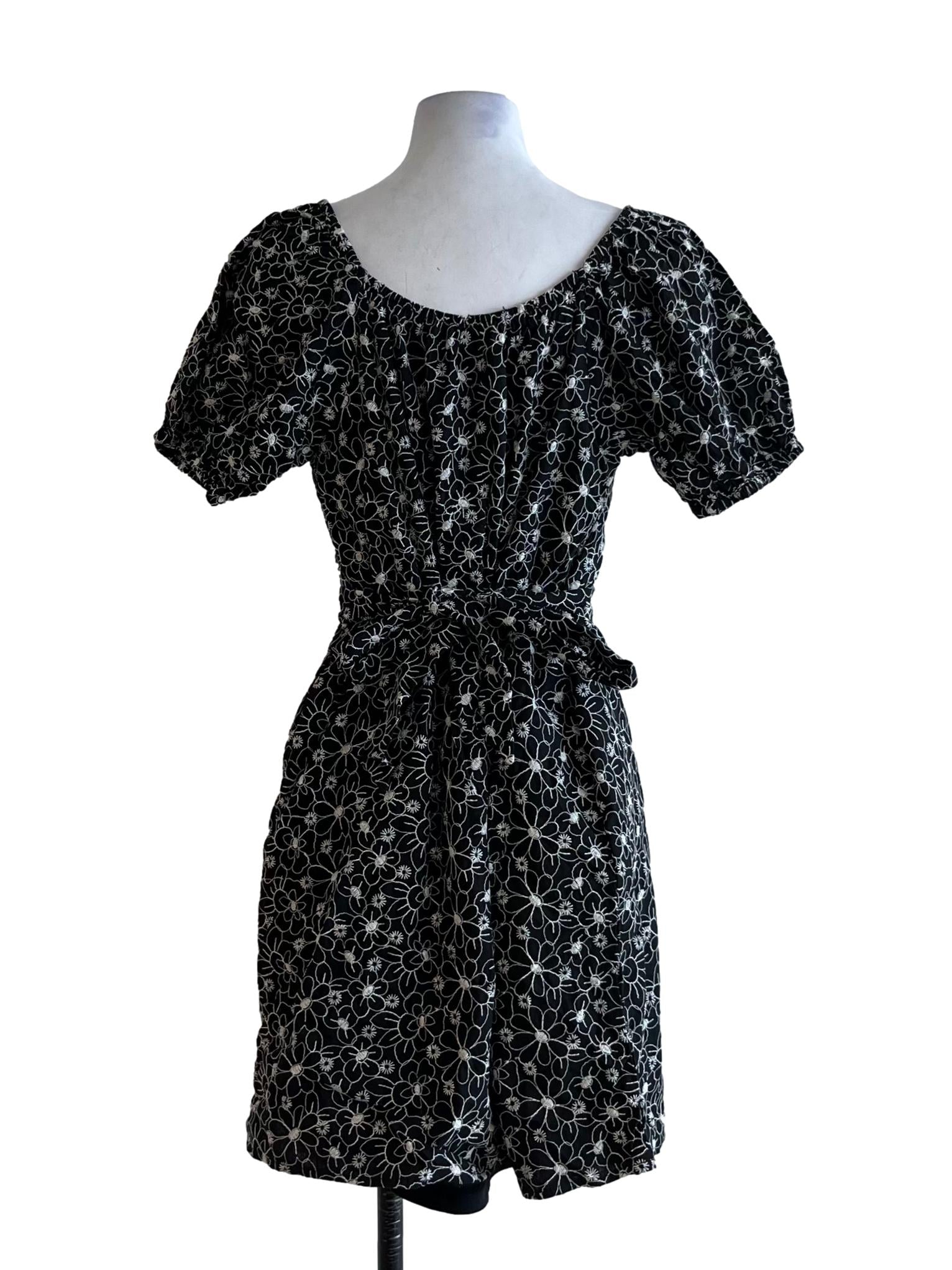 Black Floral Empire Dress