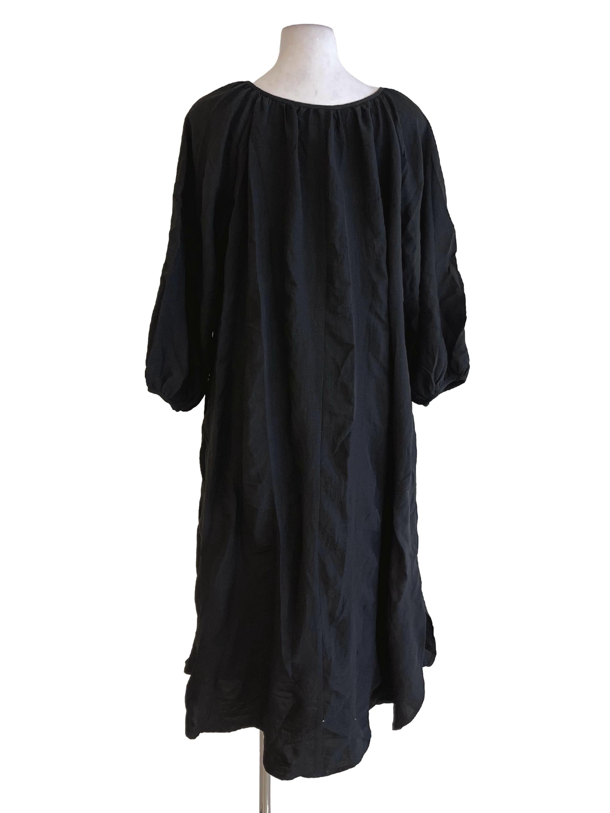 Black V Neck Loose Dress