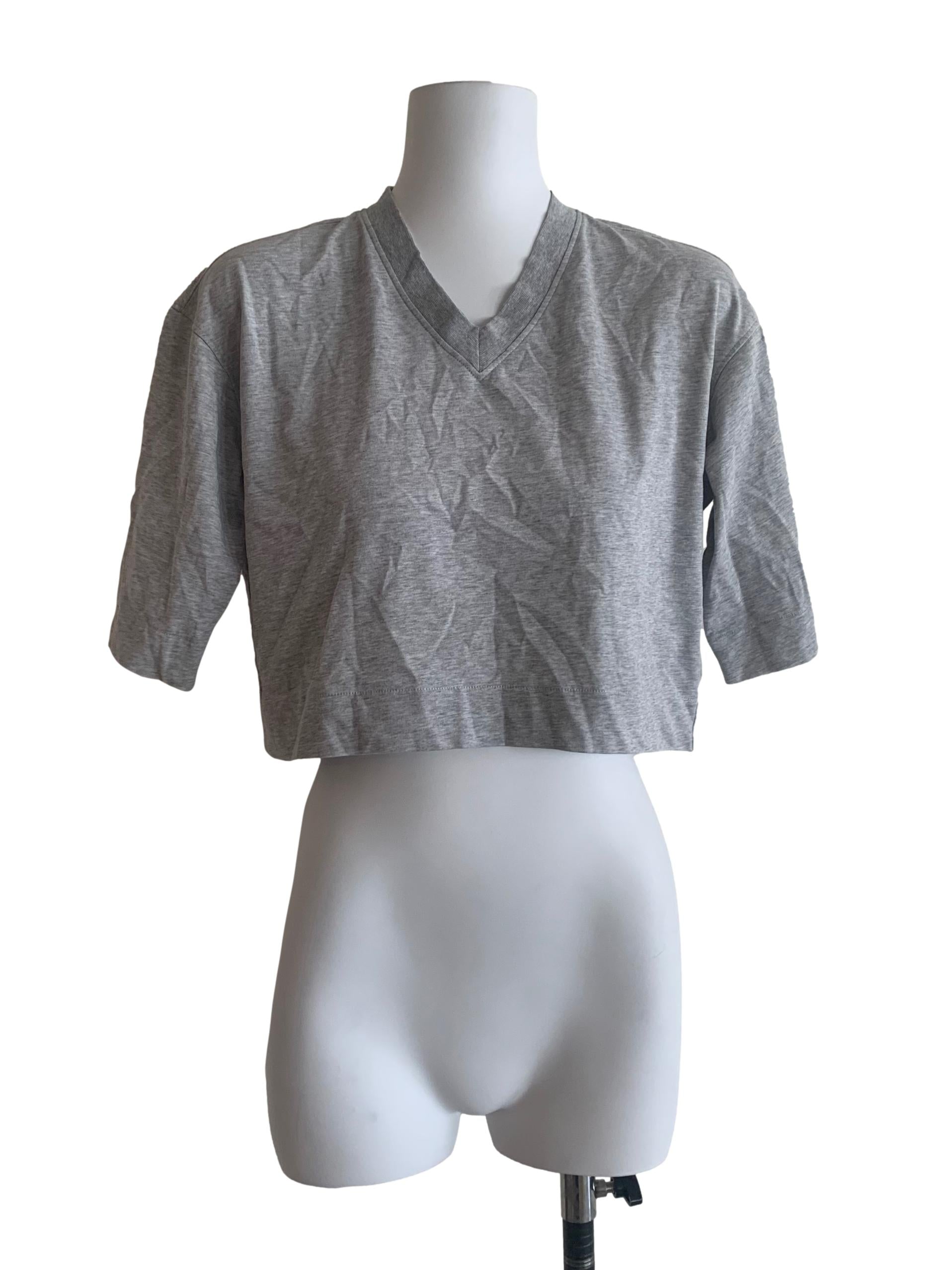Light Grey V Neck Crop Top