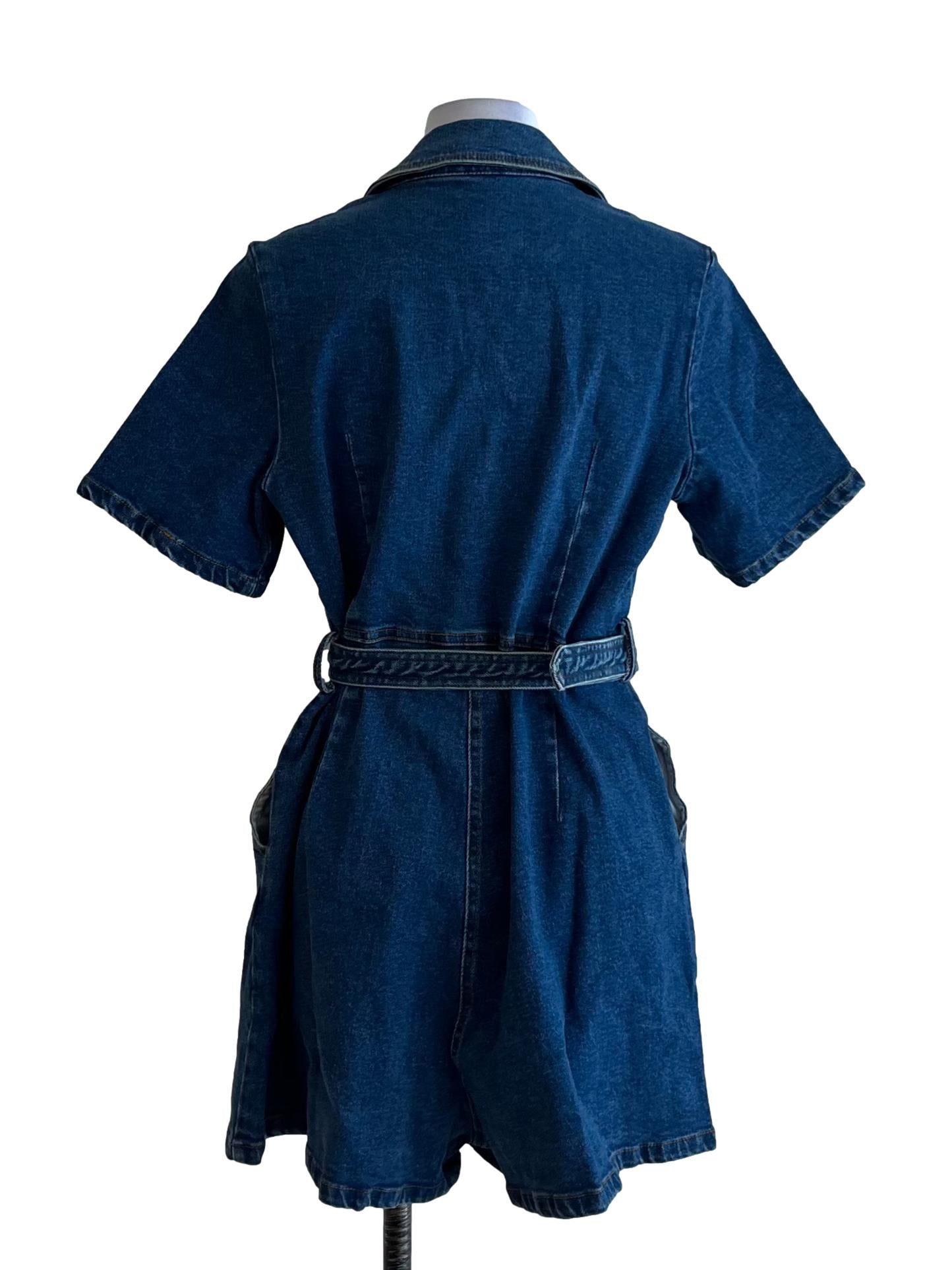 Blue Denim Wing Collar Romper