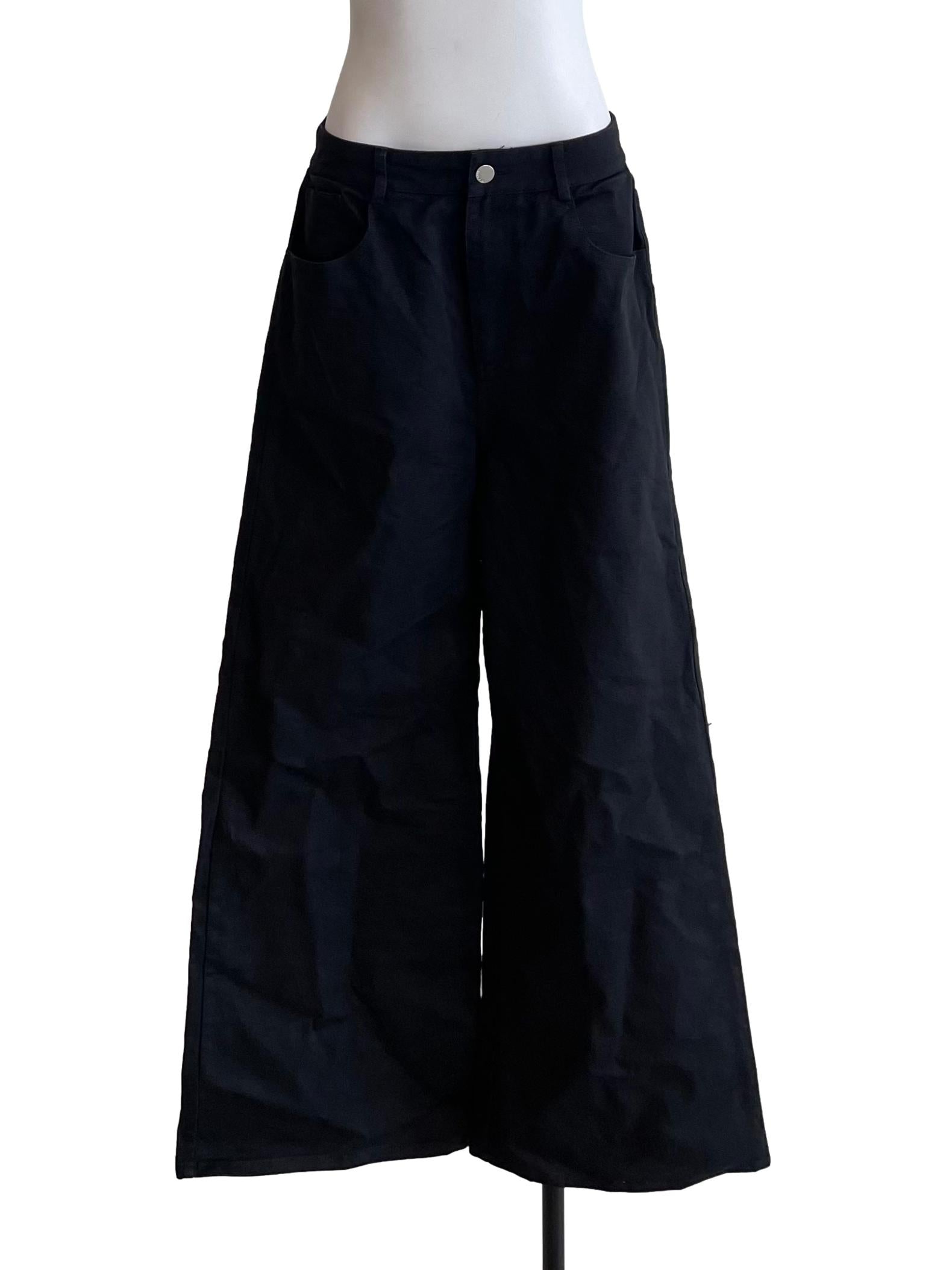 Charcoal Black Flared Baggy Pants