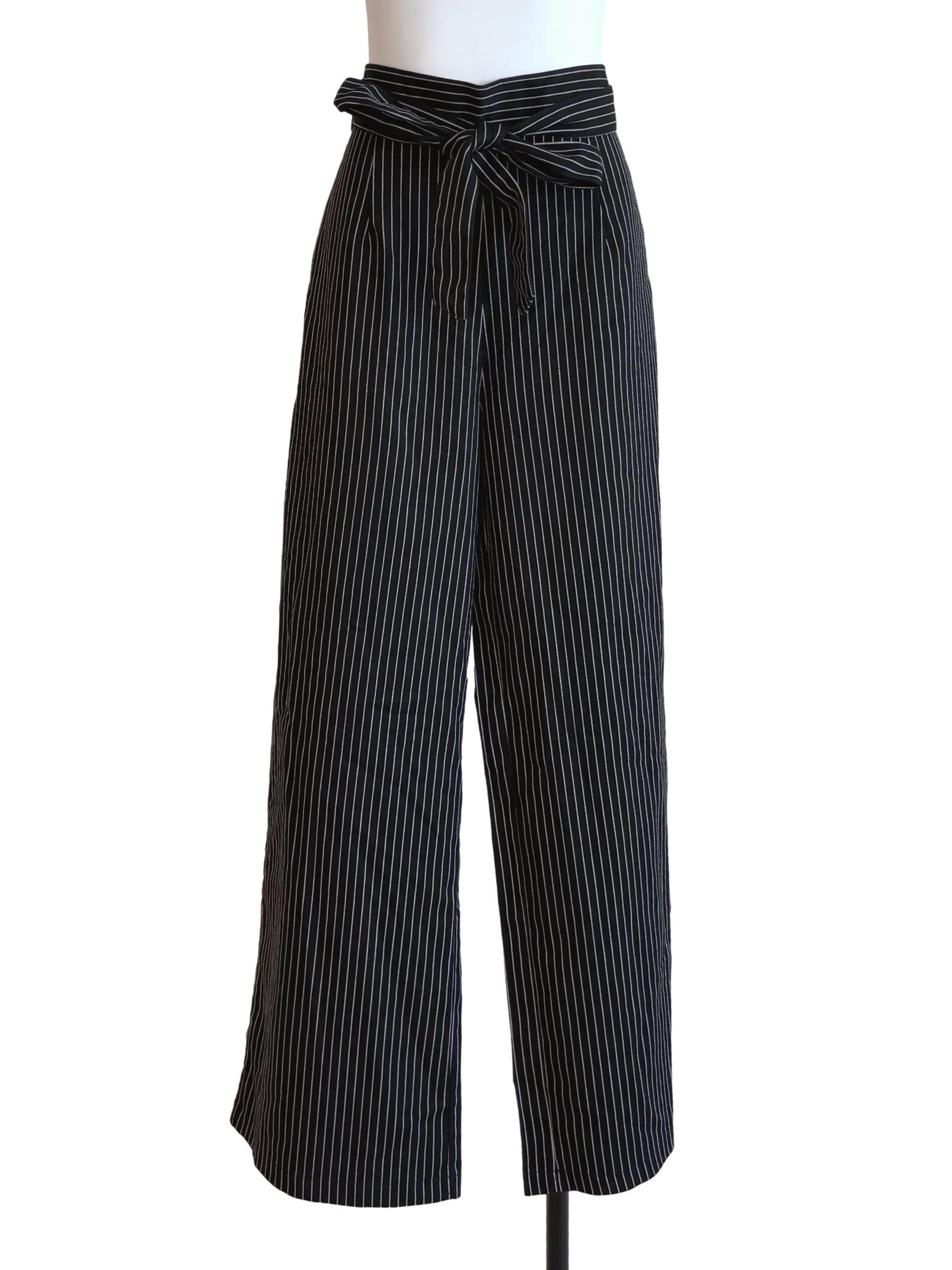 Ink Black White Stripe Pants TEM