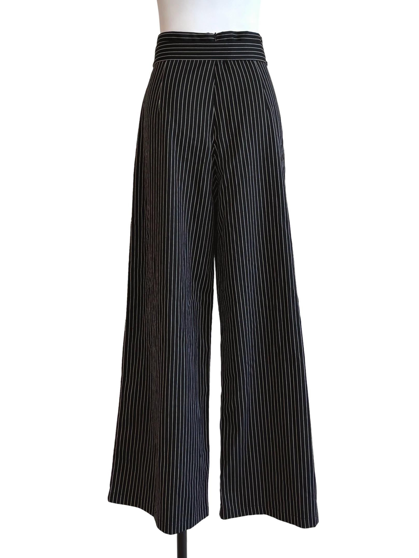 Ink Black White Stripe Pants TEM