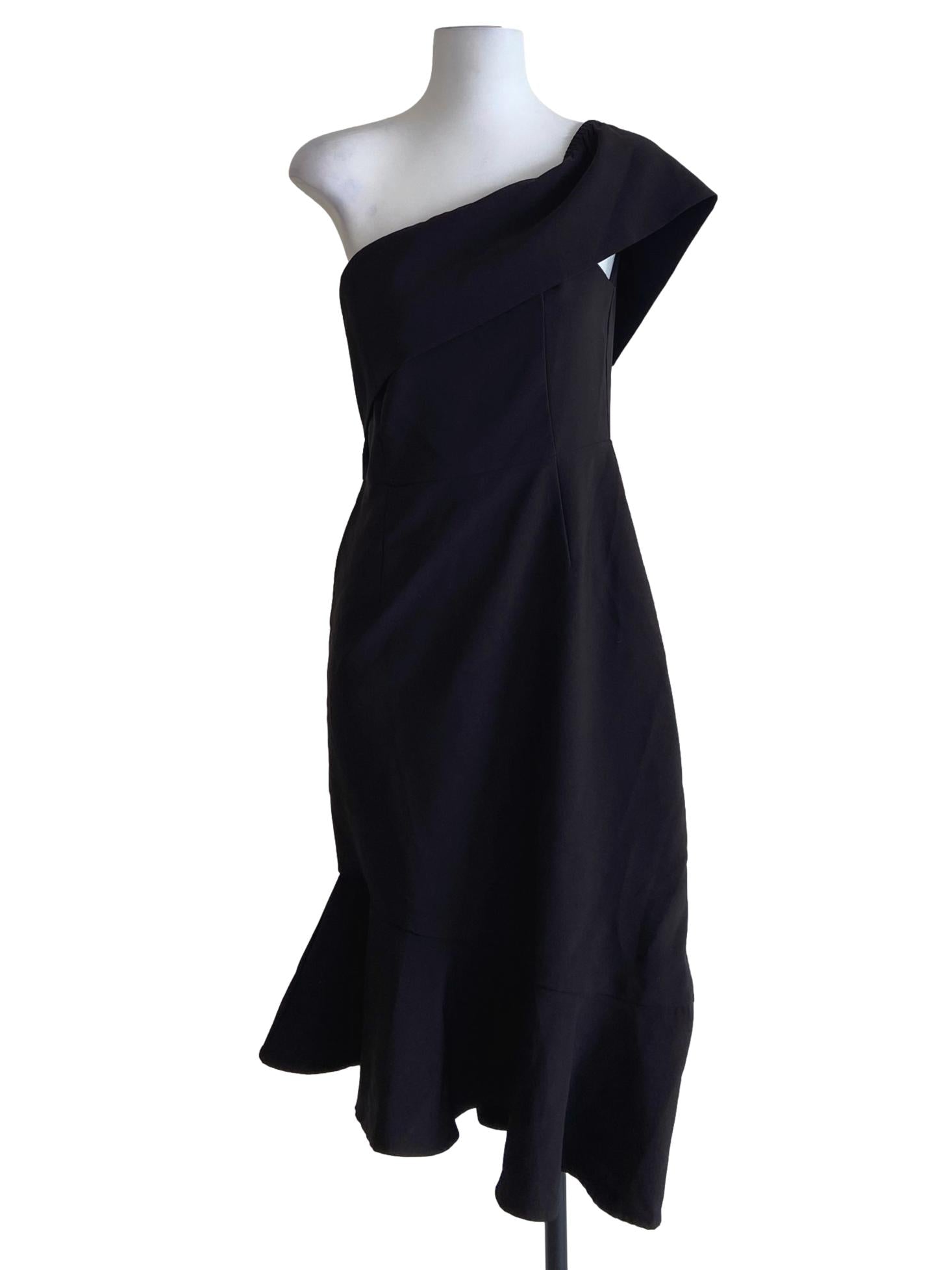 Black Asymmetric Drop Waist Dress