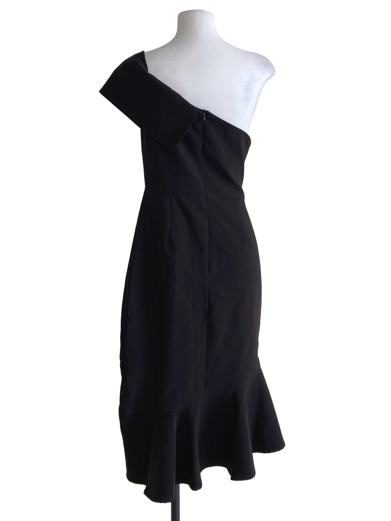 Black Asymmetric Drop Waist Dress