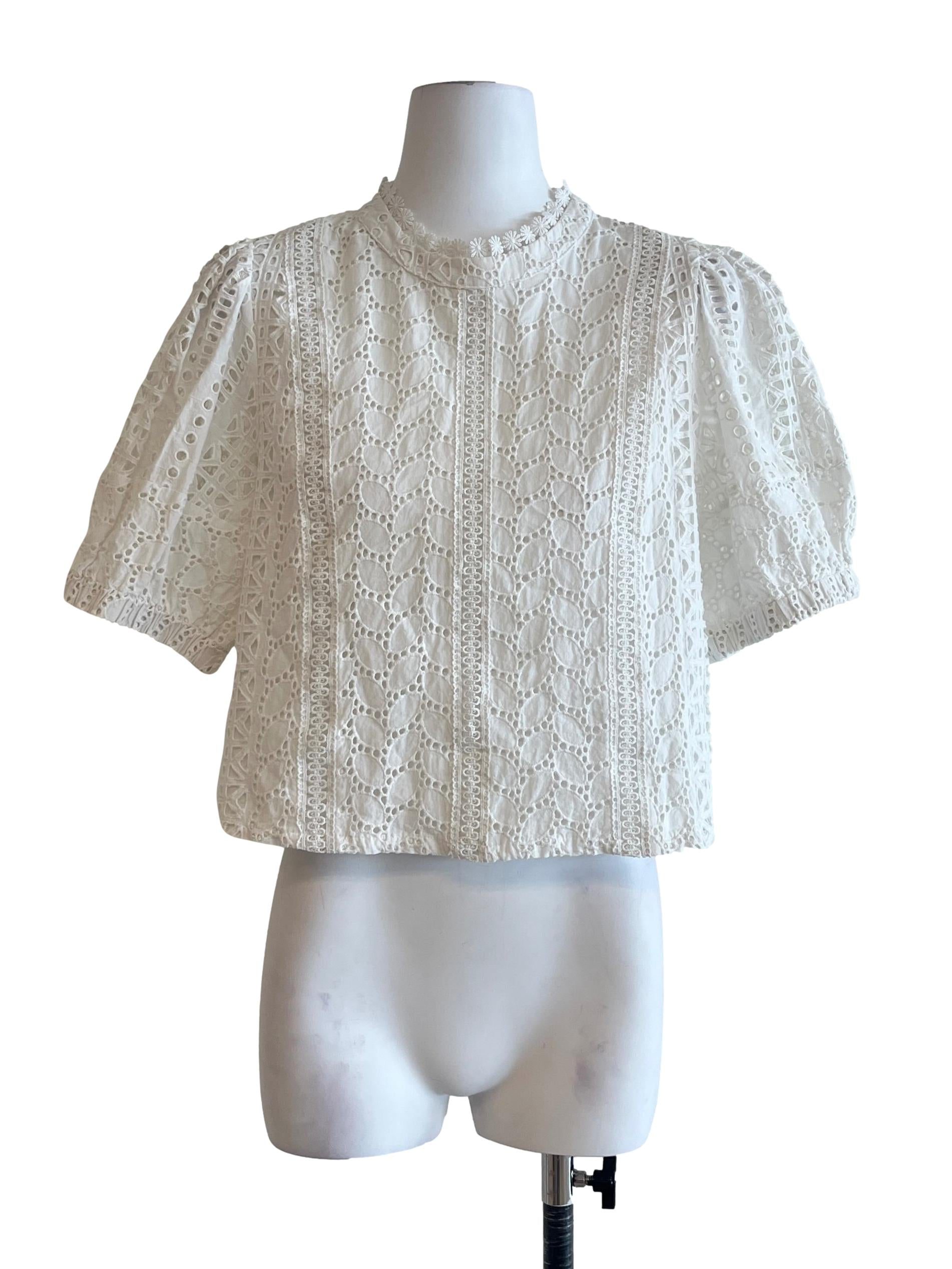 Pearl White High Neck Short Sleeve Top