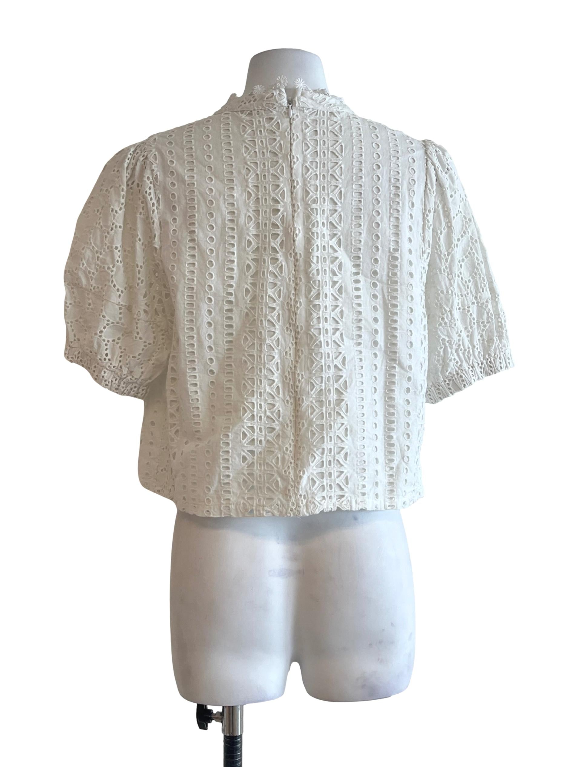 Pearl White High Neck Short Sleeve Top