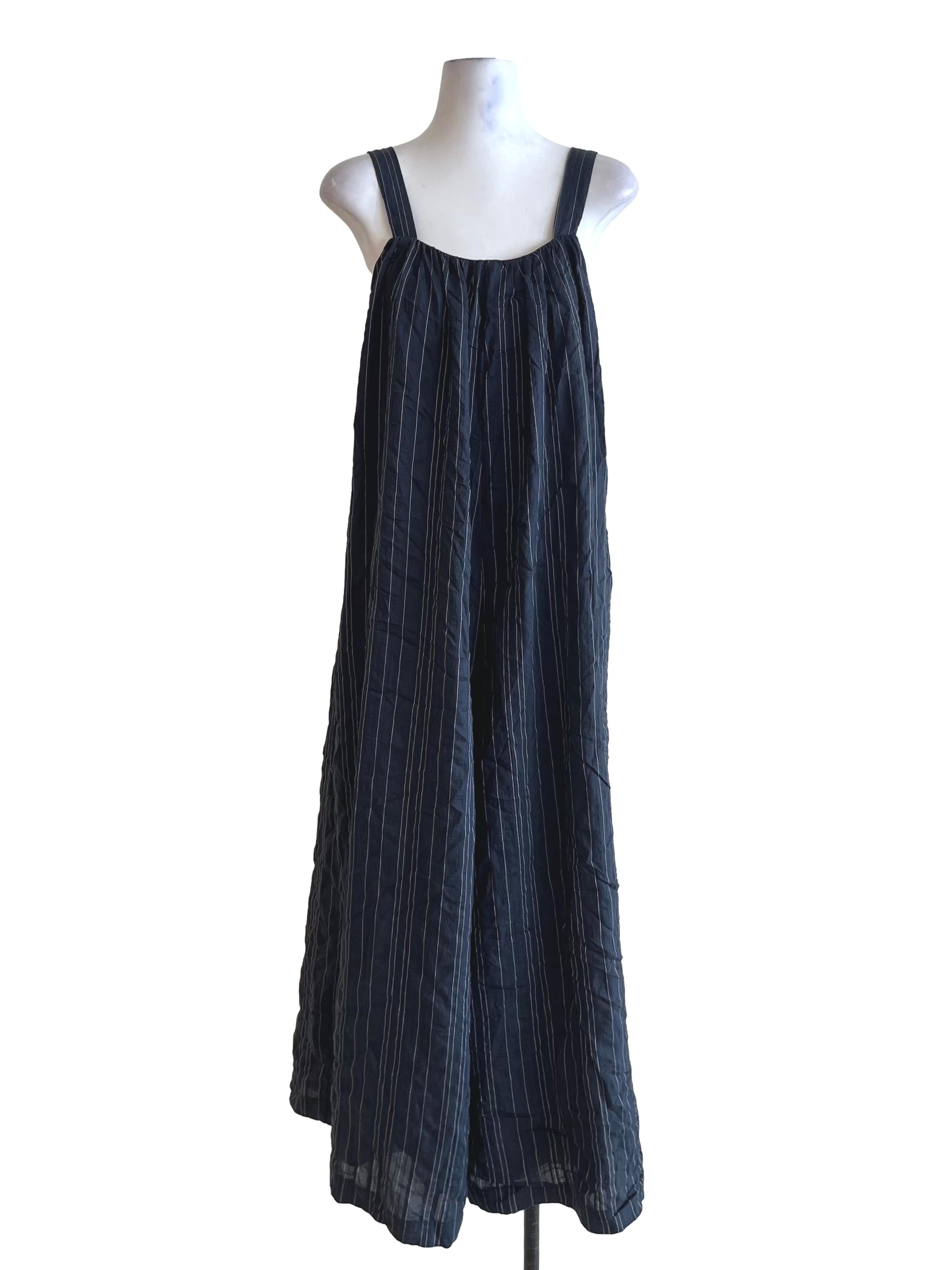 Navy Blue Pencil Stripe Jumpsuit