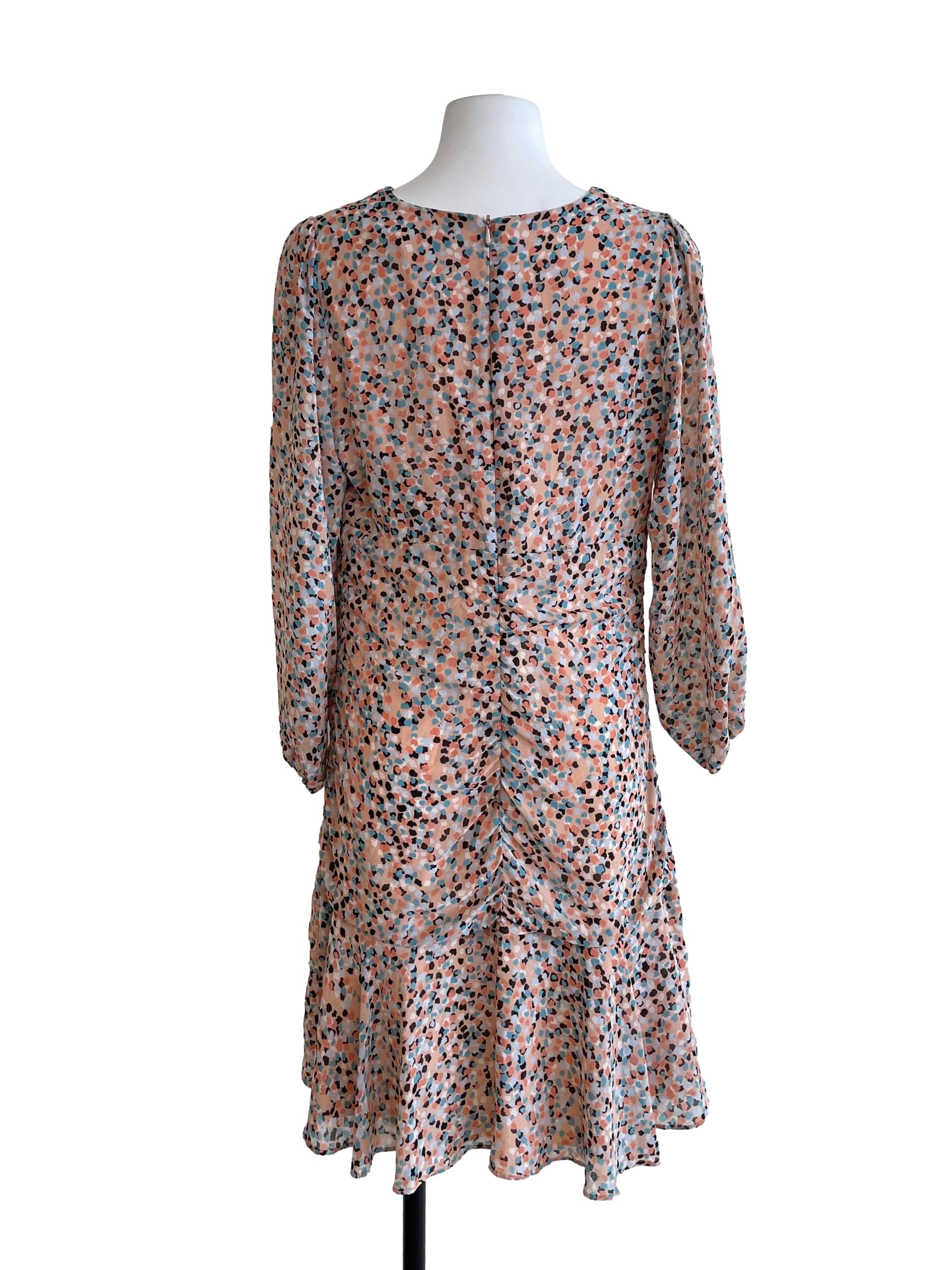 Cantaloupe Orange Ruched Chiffon Dress