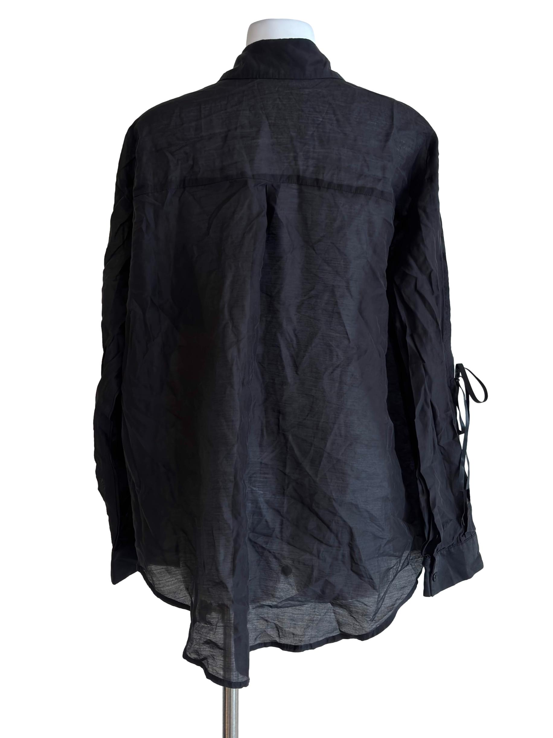 Oil Black Coquette Detail Sheer Blouse
