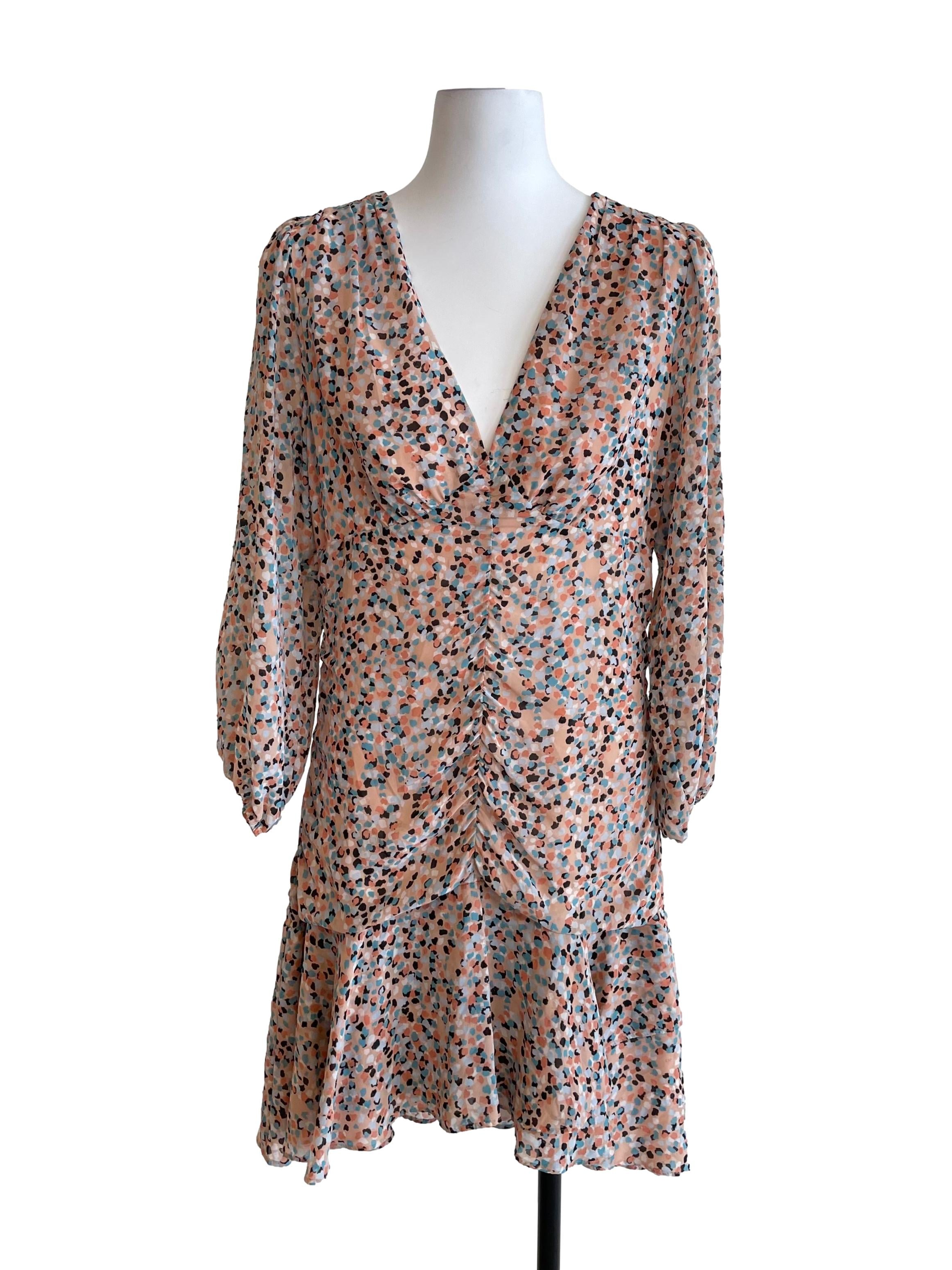 Cantaloupe Orange Ruched Chiffon Dress