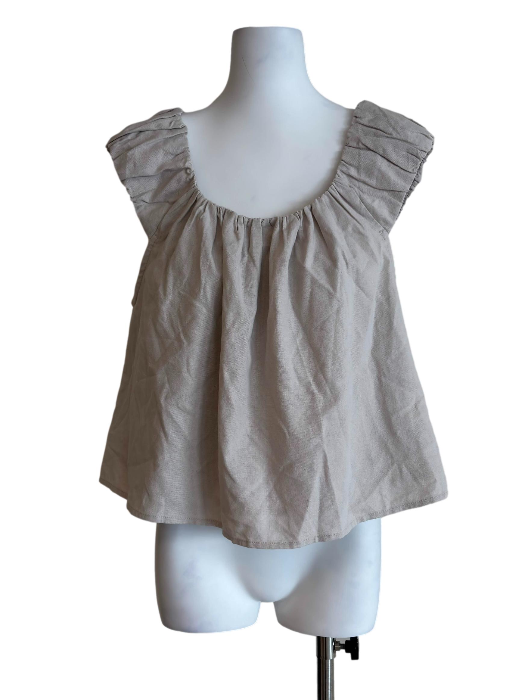 Nude Beige Scoop Neckline Top