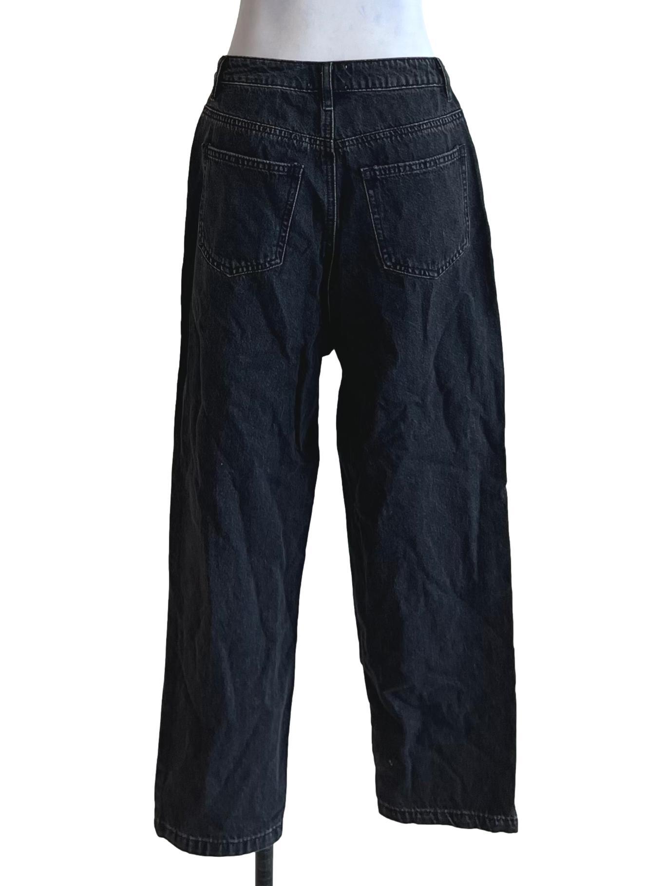 Black Denim Plain Straight Jeans