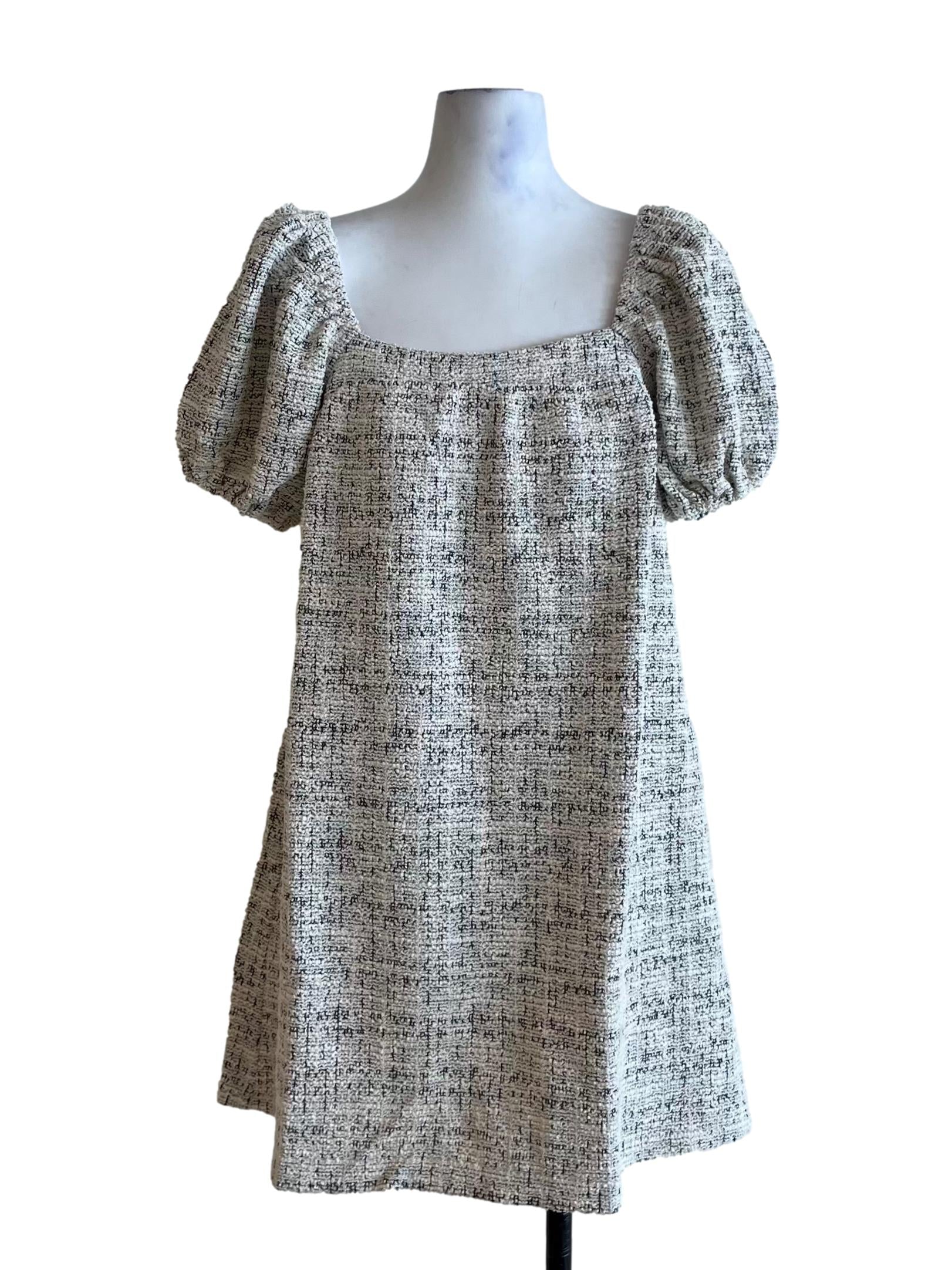 Cream White Square Neckline Empire Dress