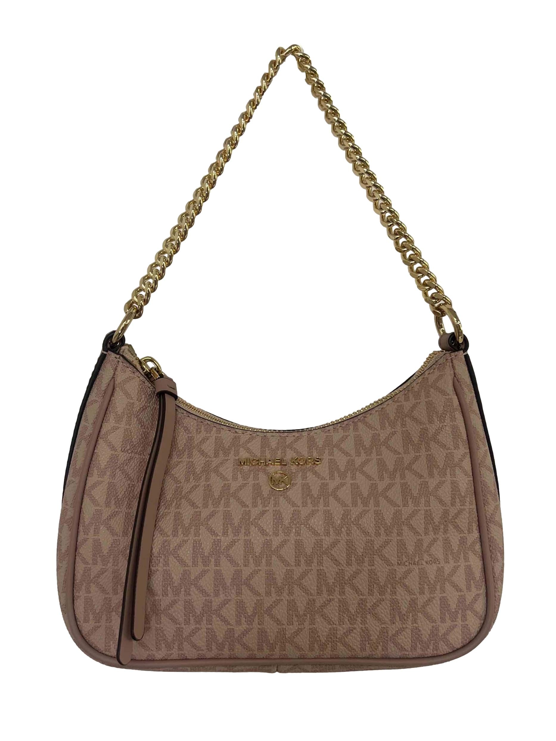 Pink Jet Set Charm Small Logo Pochette Bag