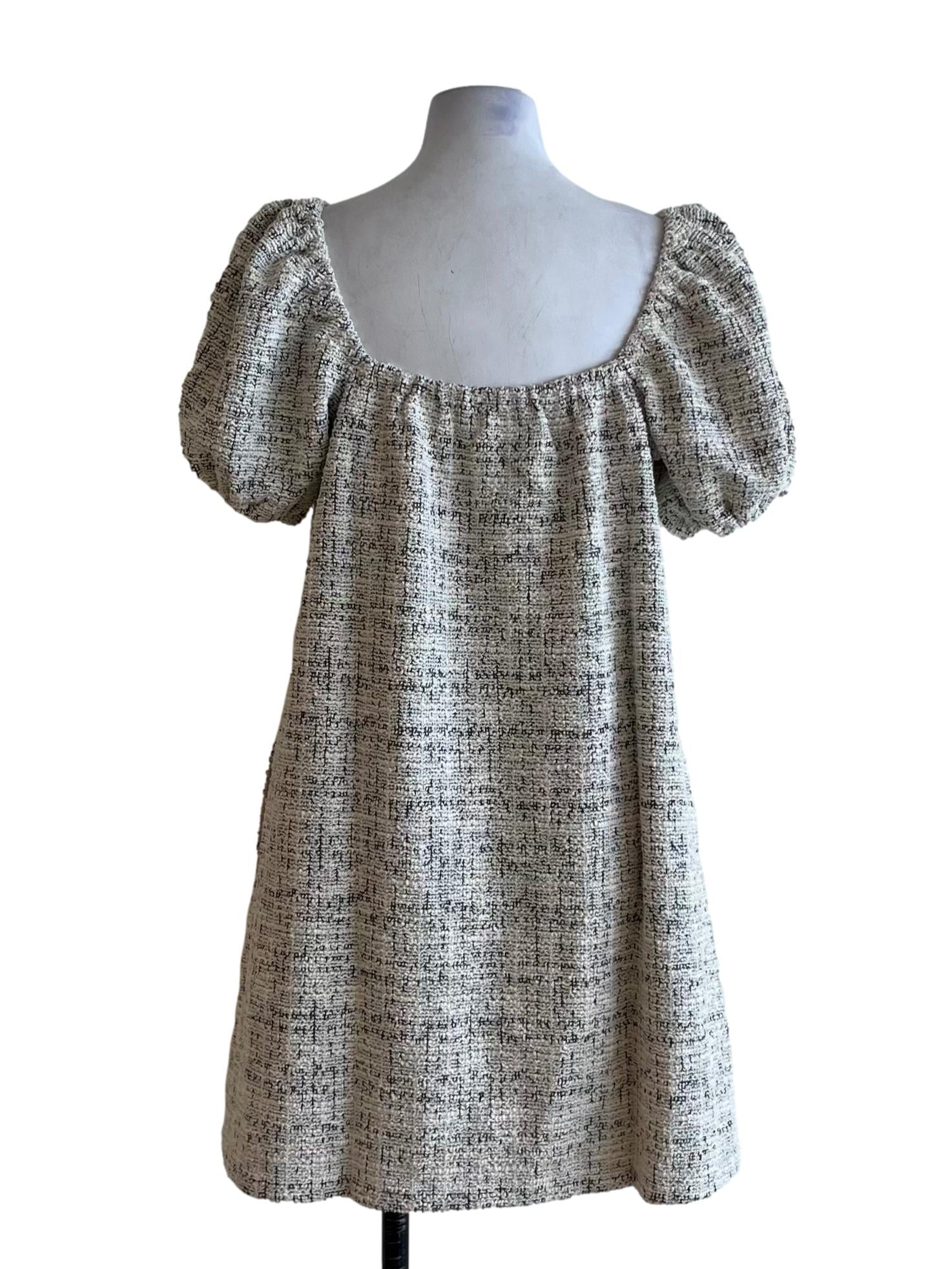 Cream White Square Neckline Empire Dress
