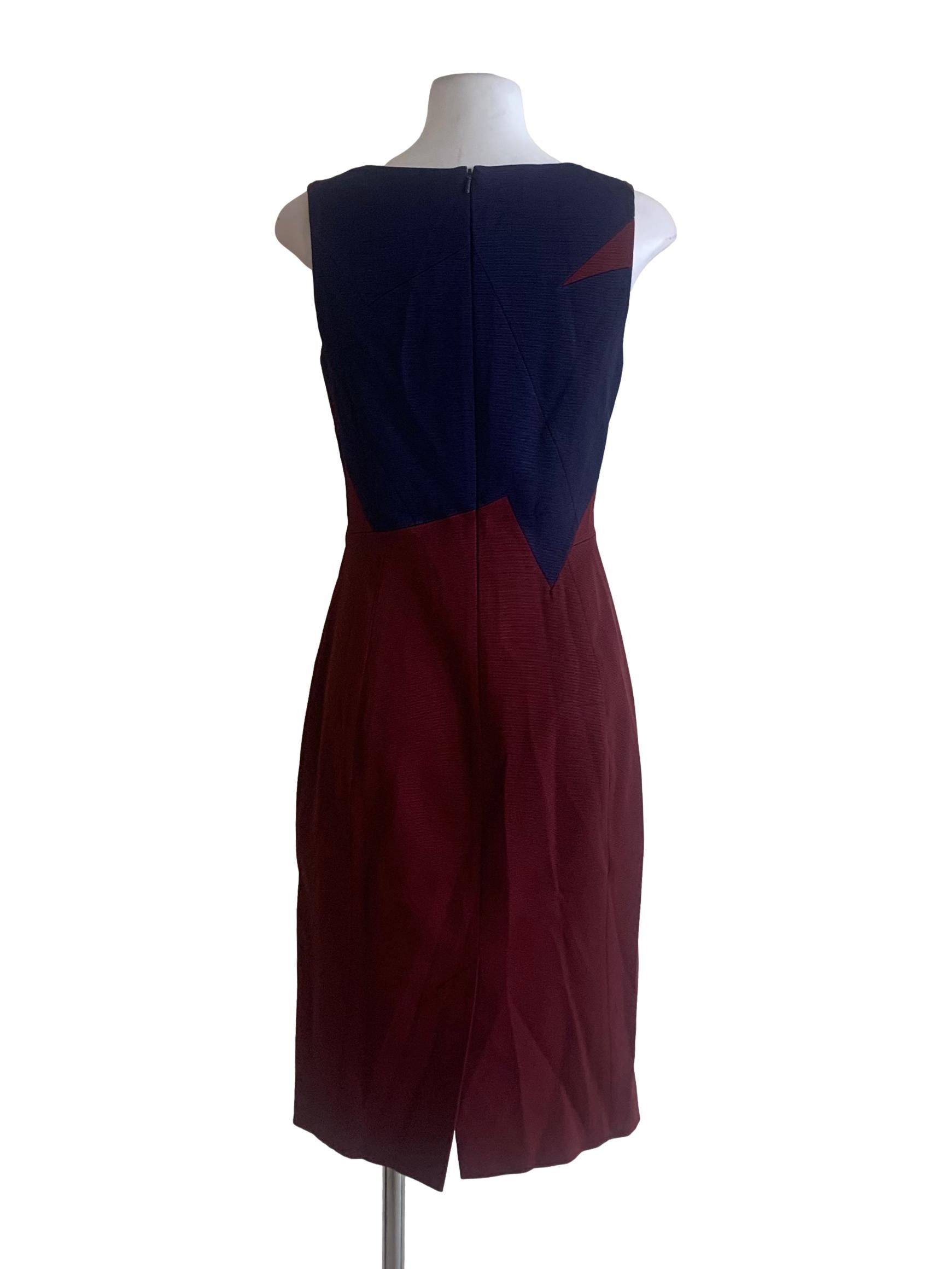 Dark Cherry And Navy Sheath Dress