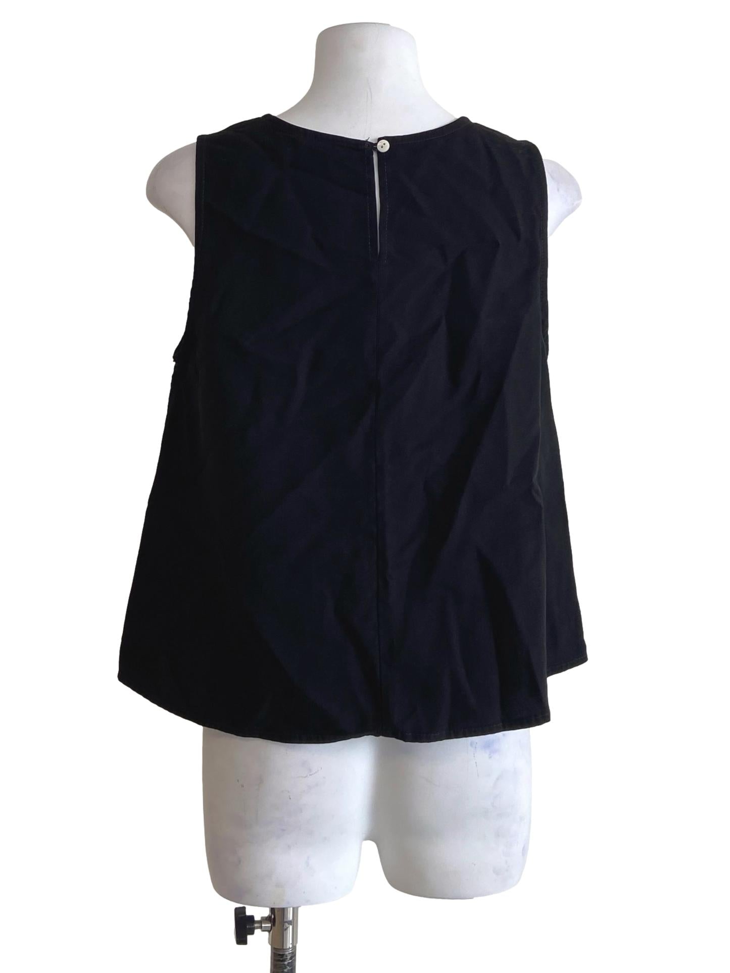 Black Sleeveless Herringbone Top
