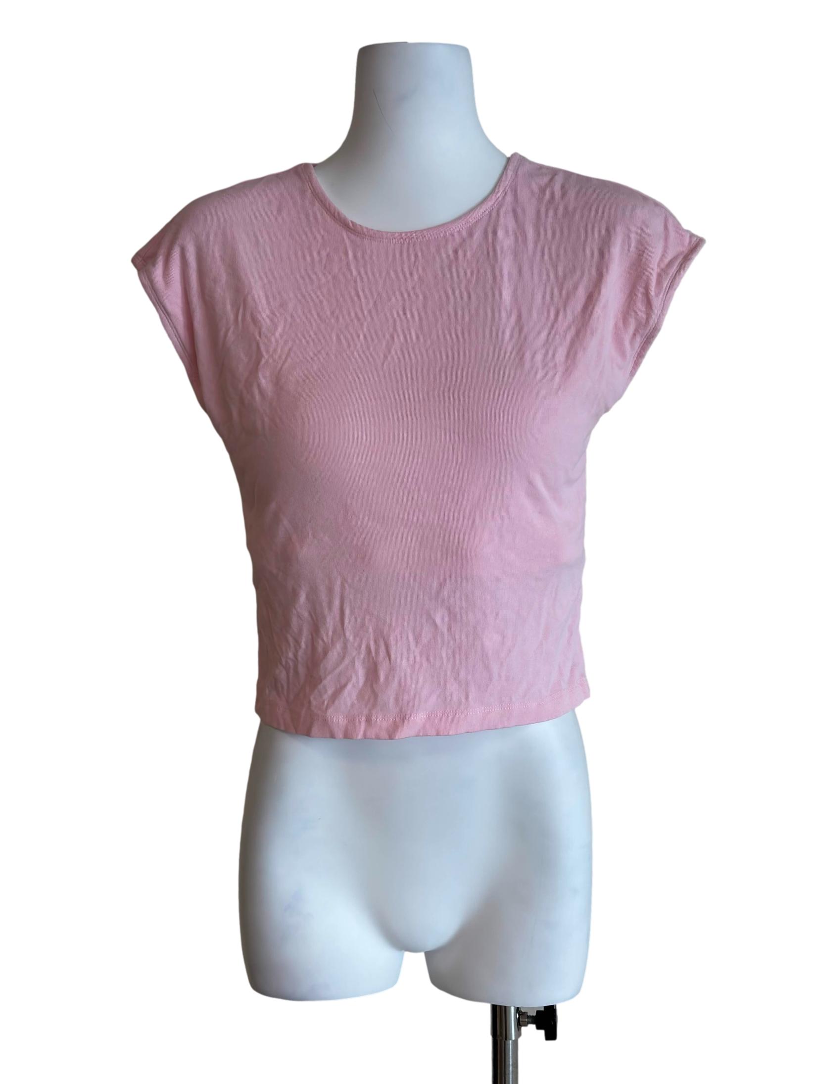 Light Pink Padded Ribbed Top