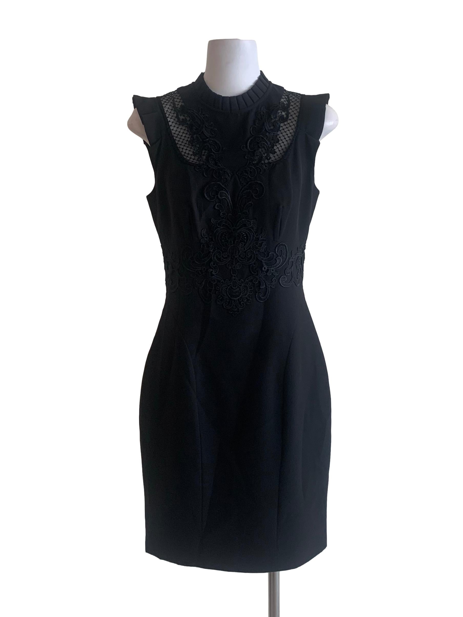 Midnight Black Lace Detail Sheath Dress
