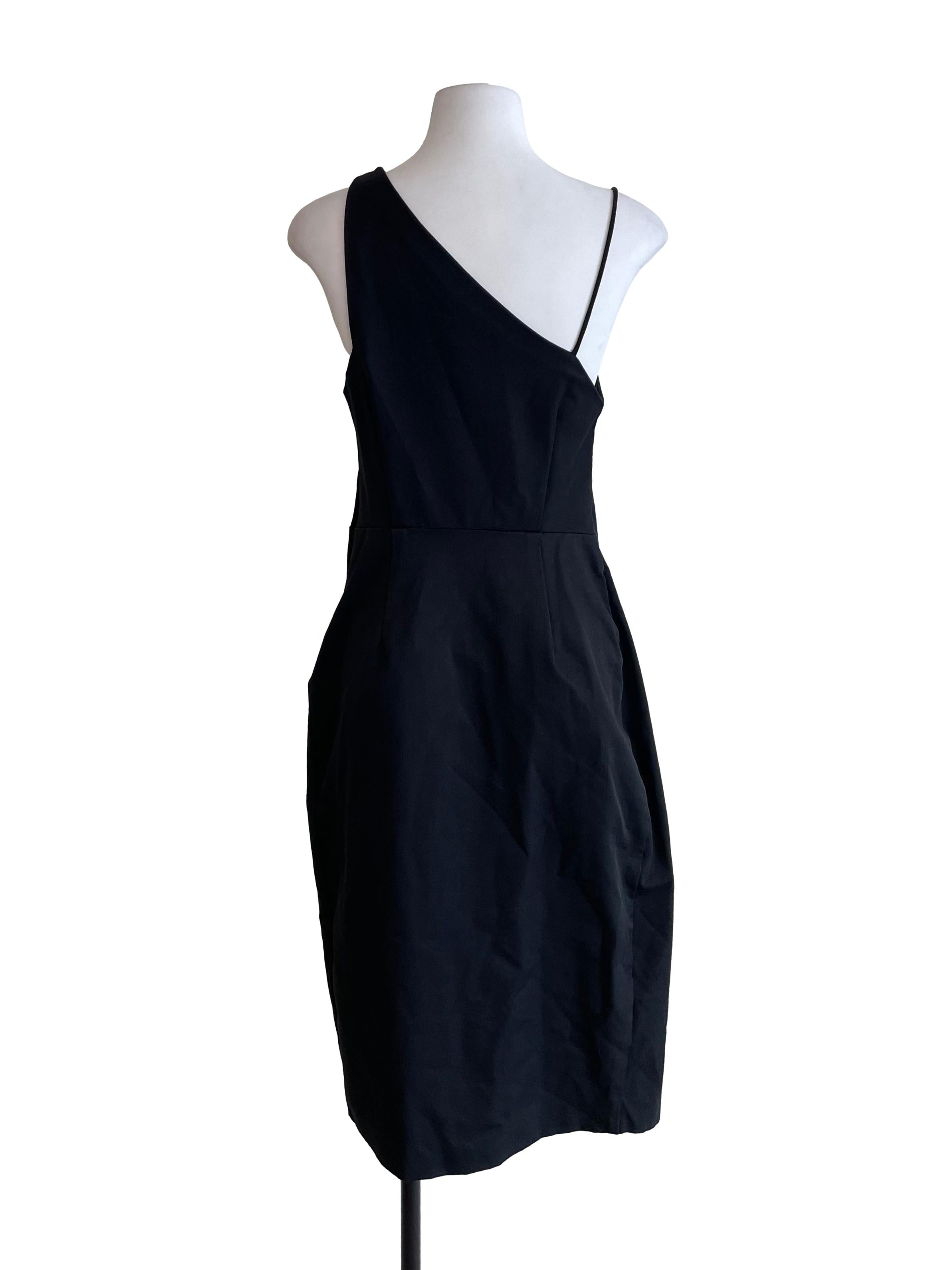 Black Asymmetric One Strap Sheath Dress