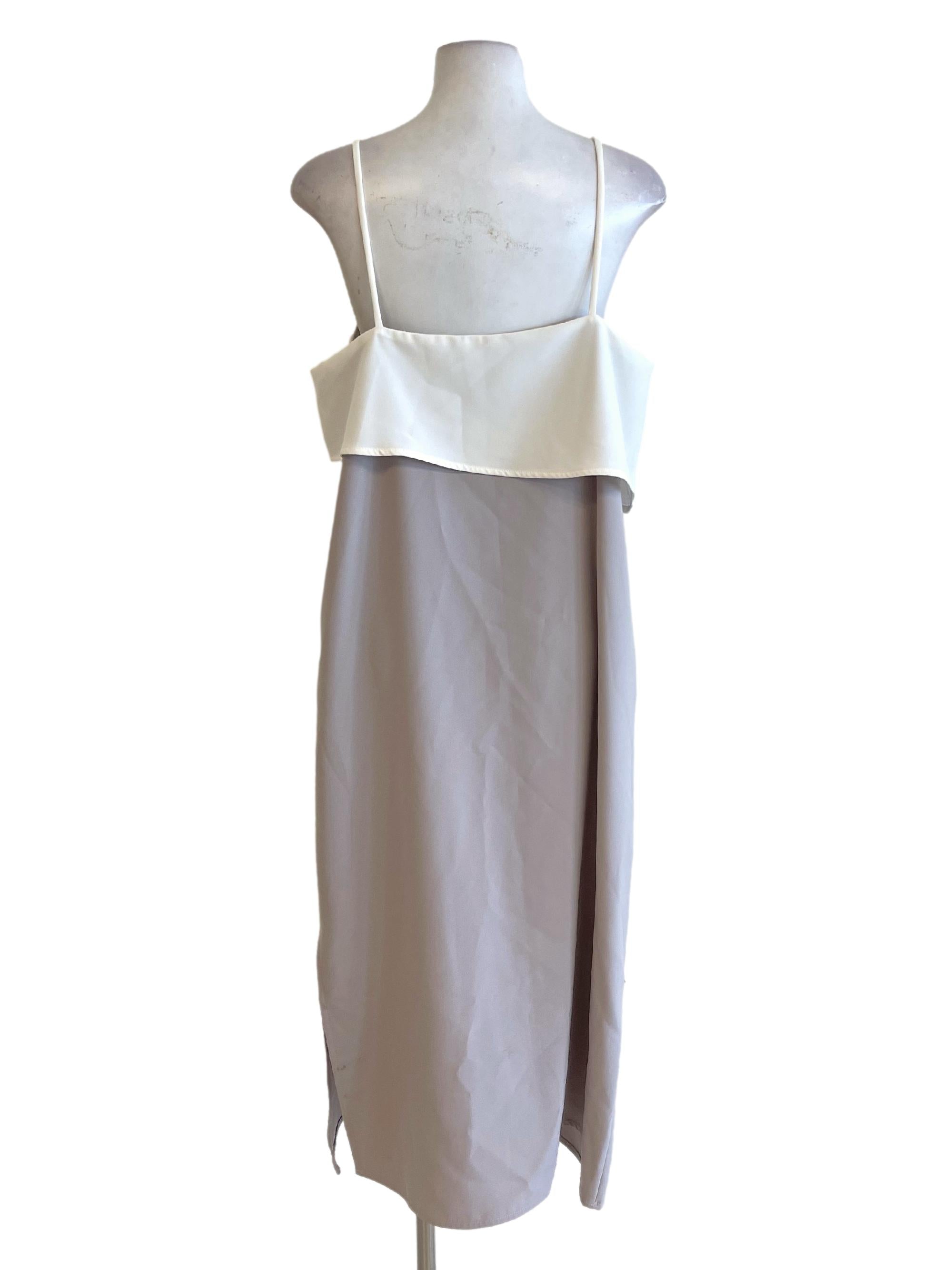 Grey White Waterfall Bust Slip Dress