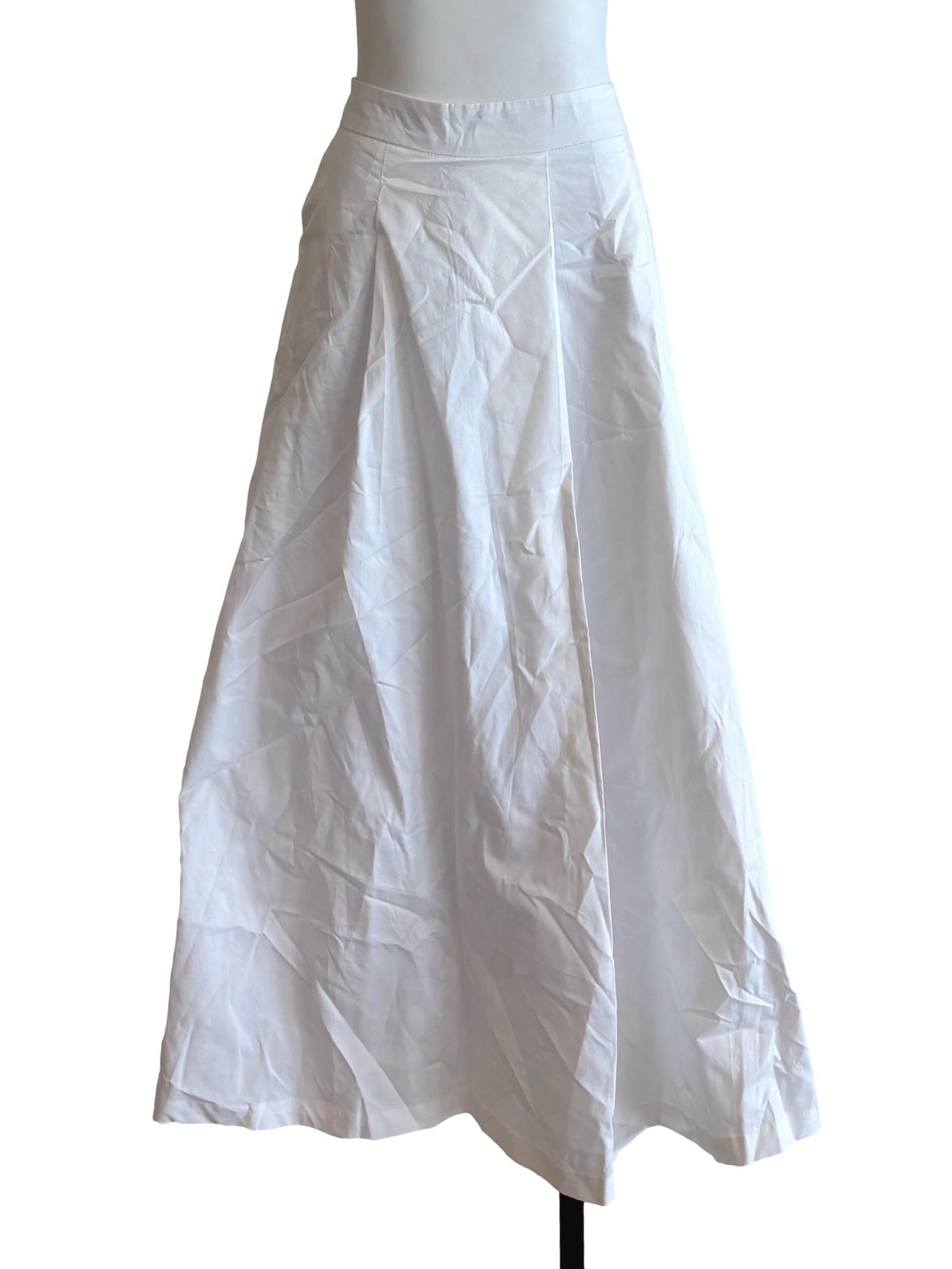 Powder White Cotton Midi Skirt TEM