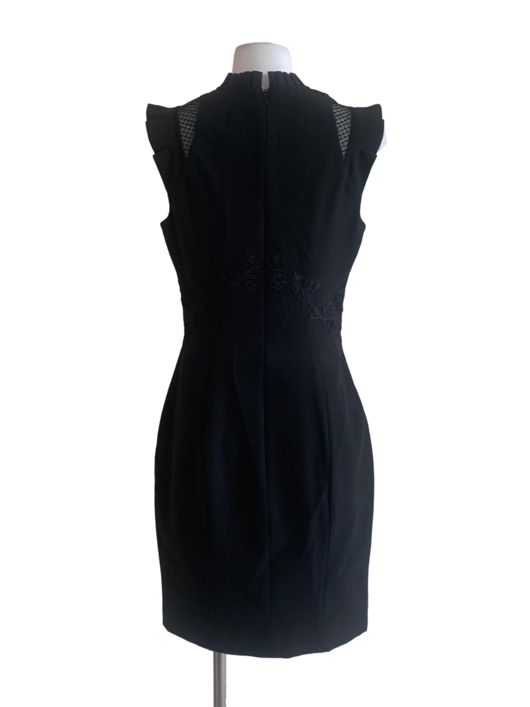 Midnight Black Lace Detail Sheath Dress