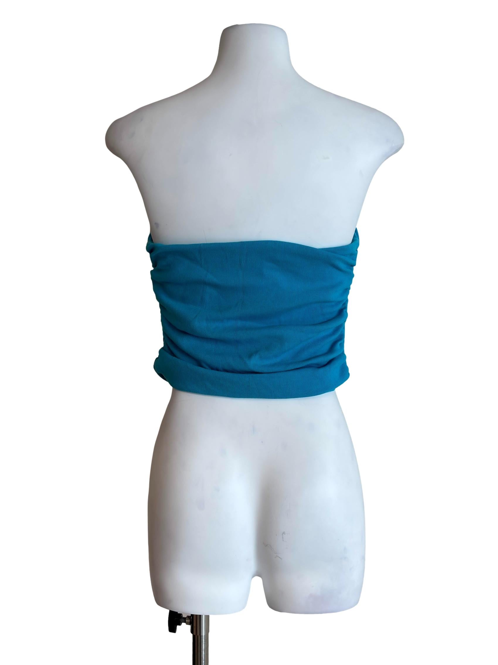 Bright Blue Ribbed Tube Top