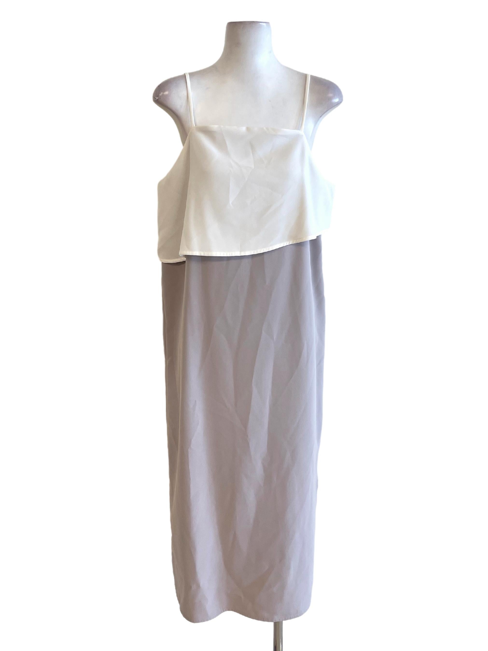Grey White Waterfall Bust Slip Dress
