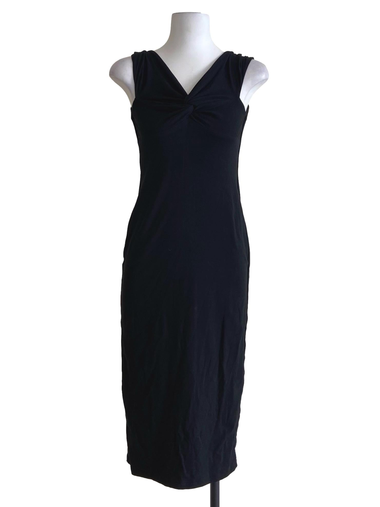Black Twill Bodycon Slit Dress
