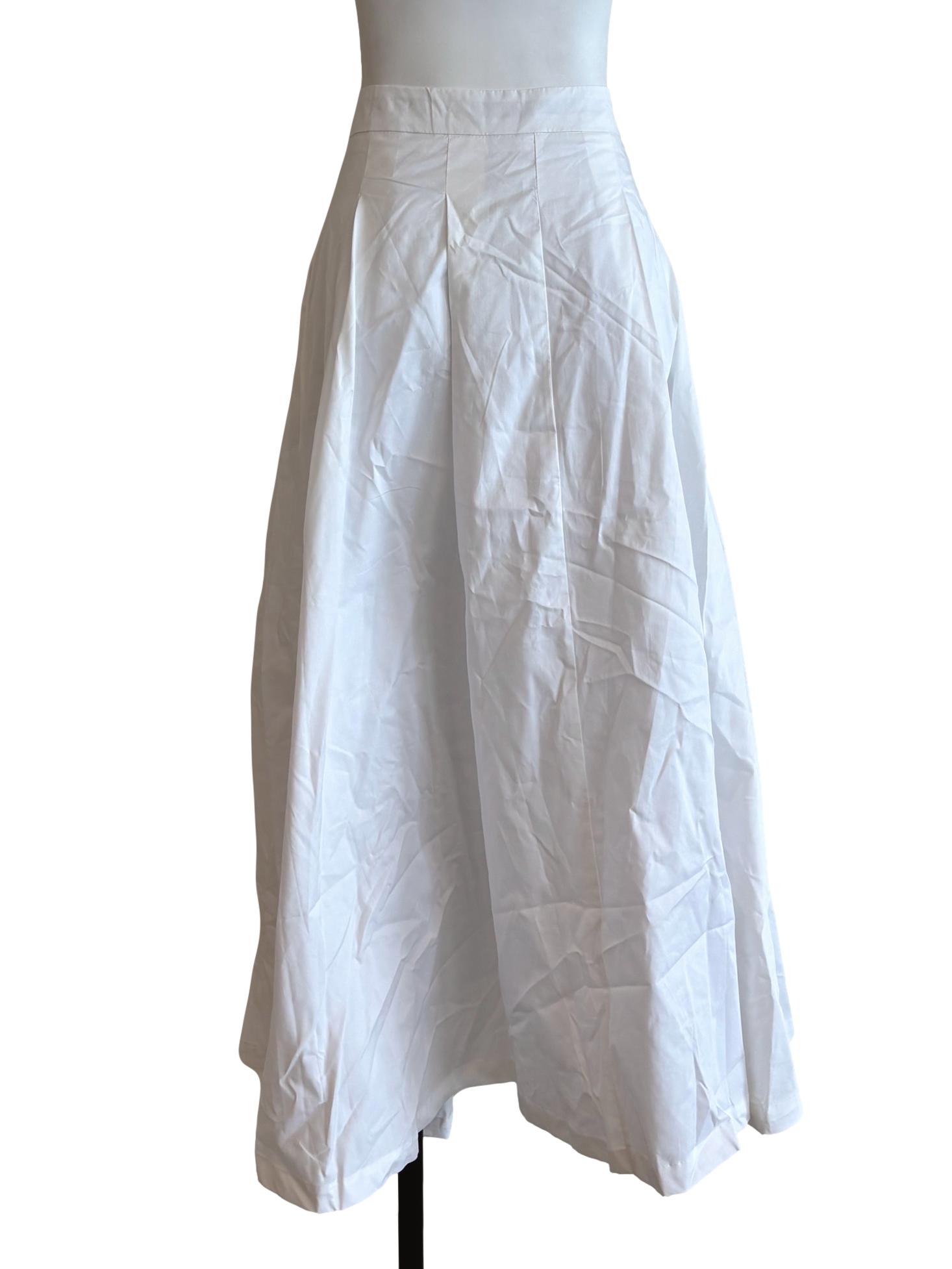 Powder White Cotton Midi Skirt TEM