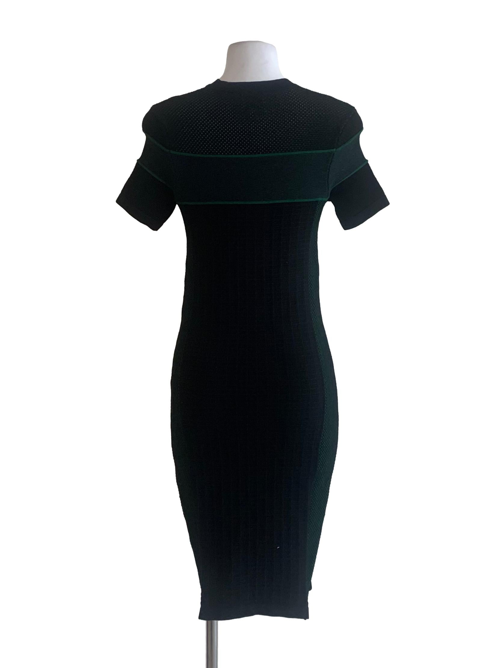 Dark Green And Black Pattern Bodycon Dress