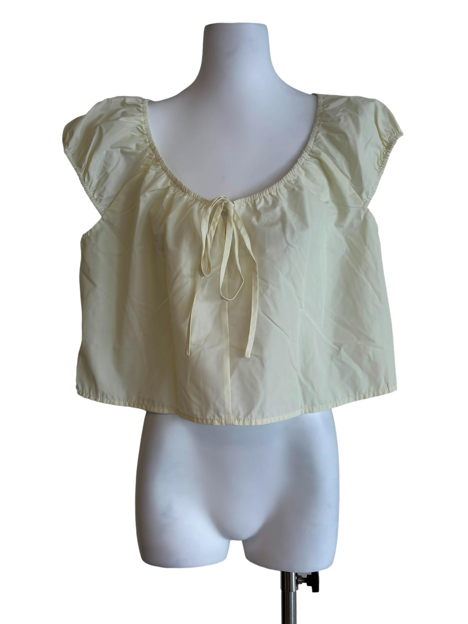 Light Yellow Tie Detail Sheer Top