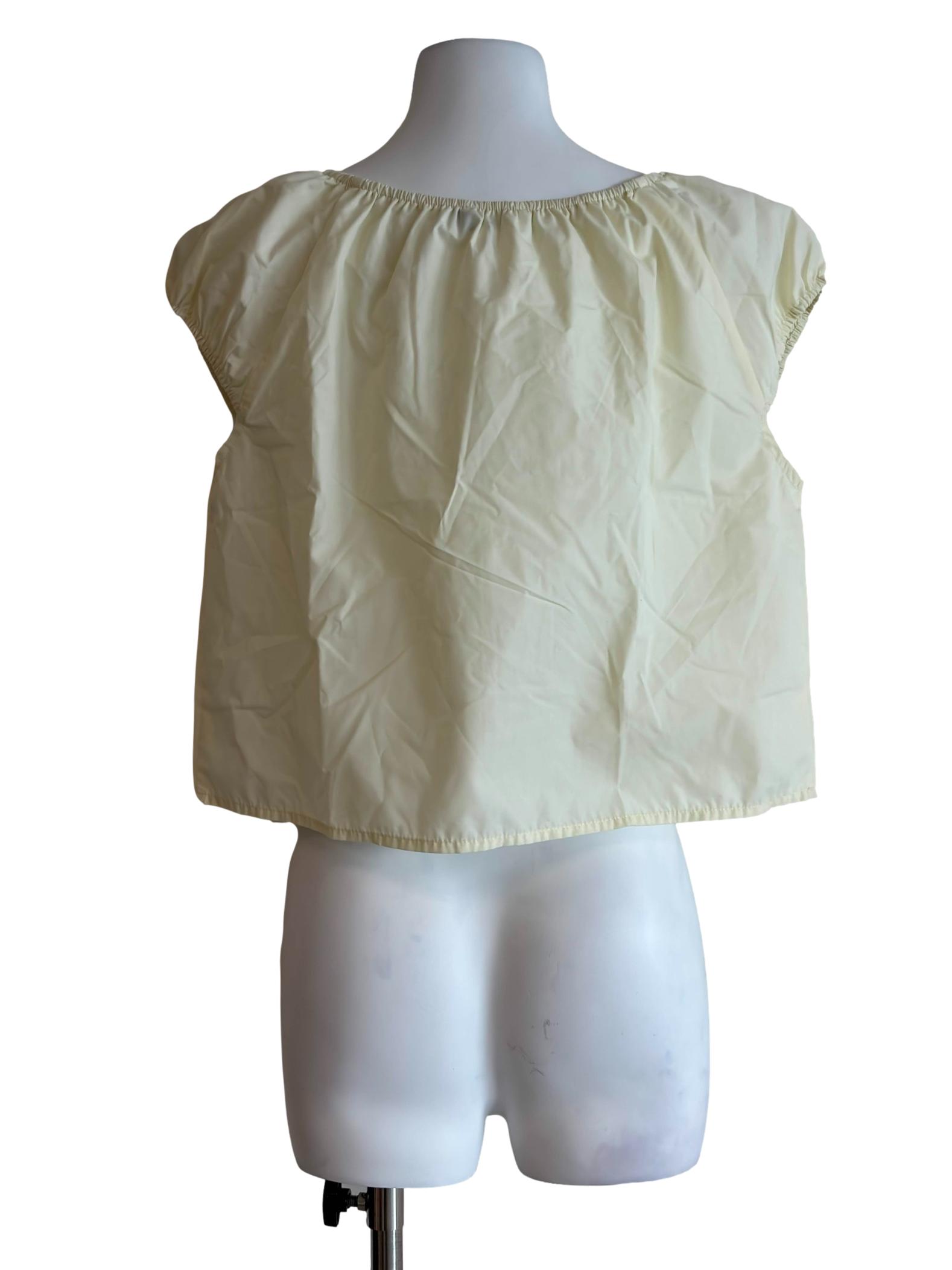 Light Yellow Tie Detail Sheer Top