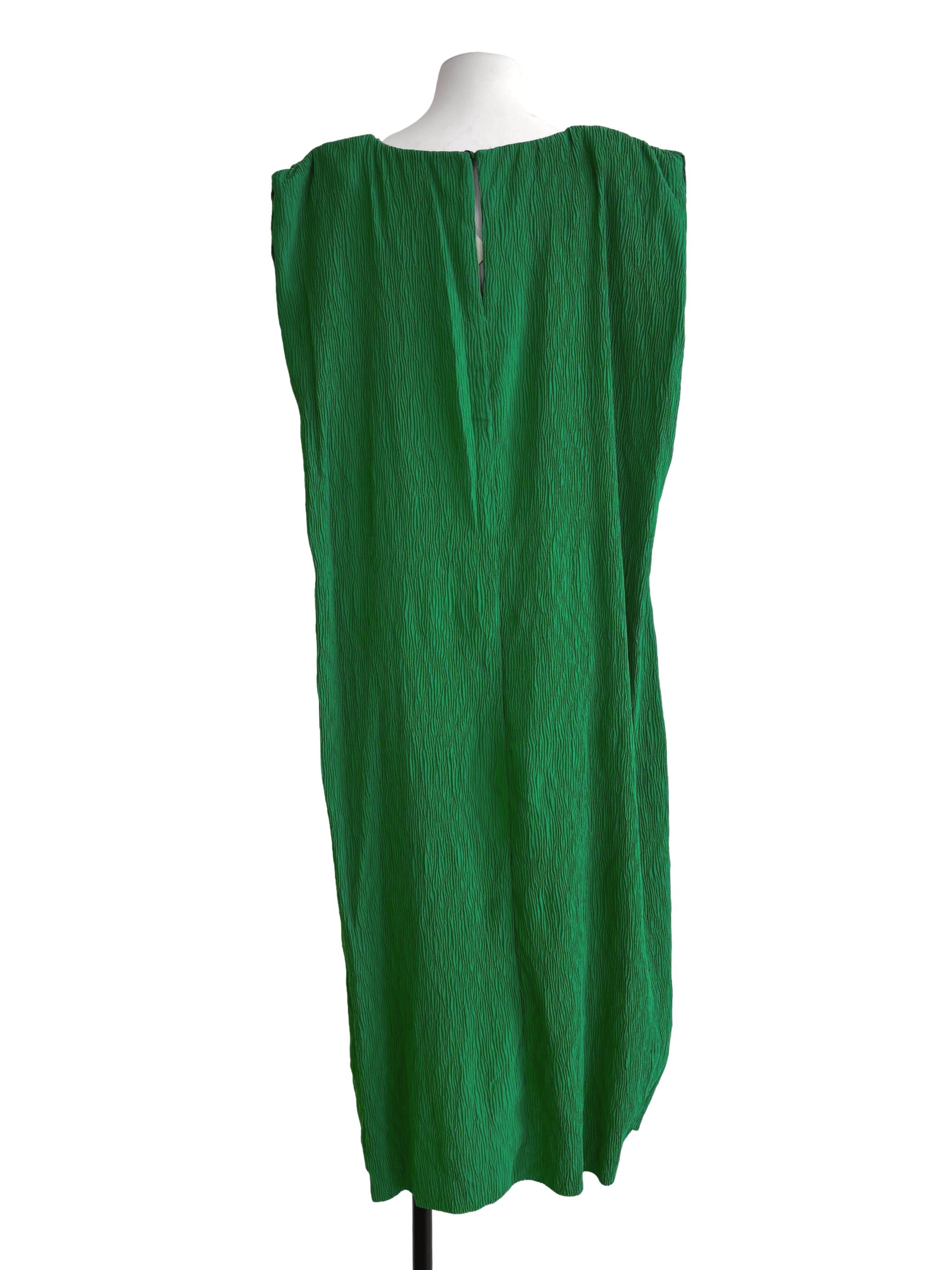 Green Sleeveless Textured Shift Dress LB