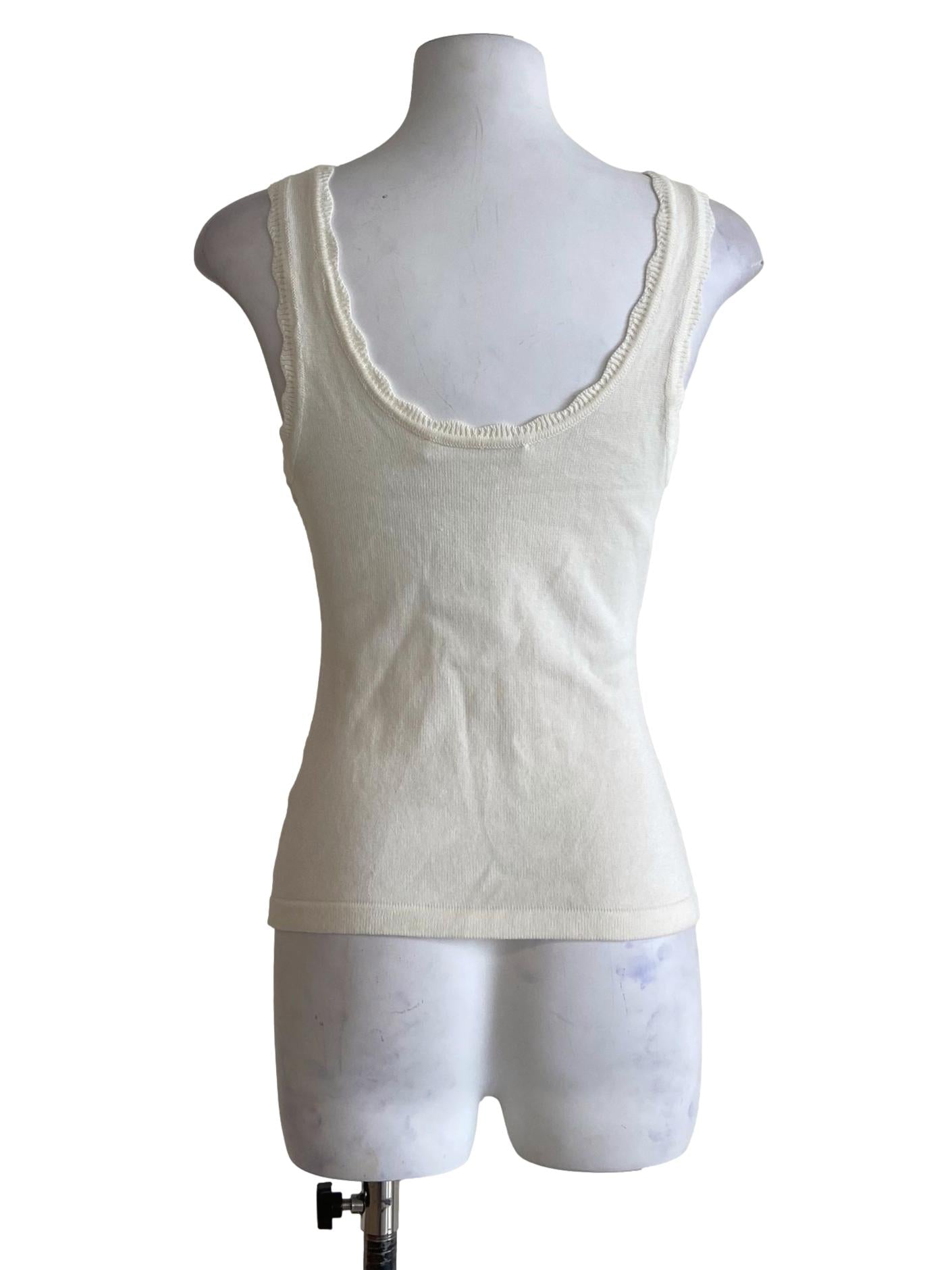 White Lace Hem Knitted Tank Top