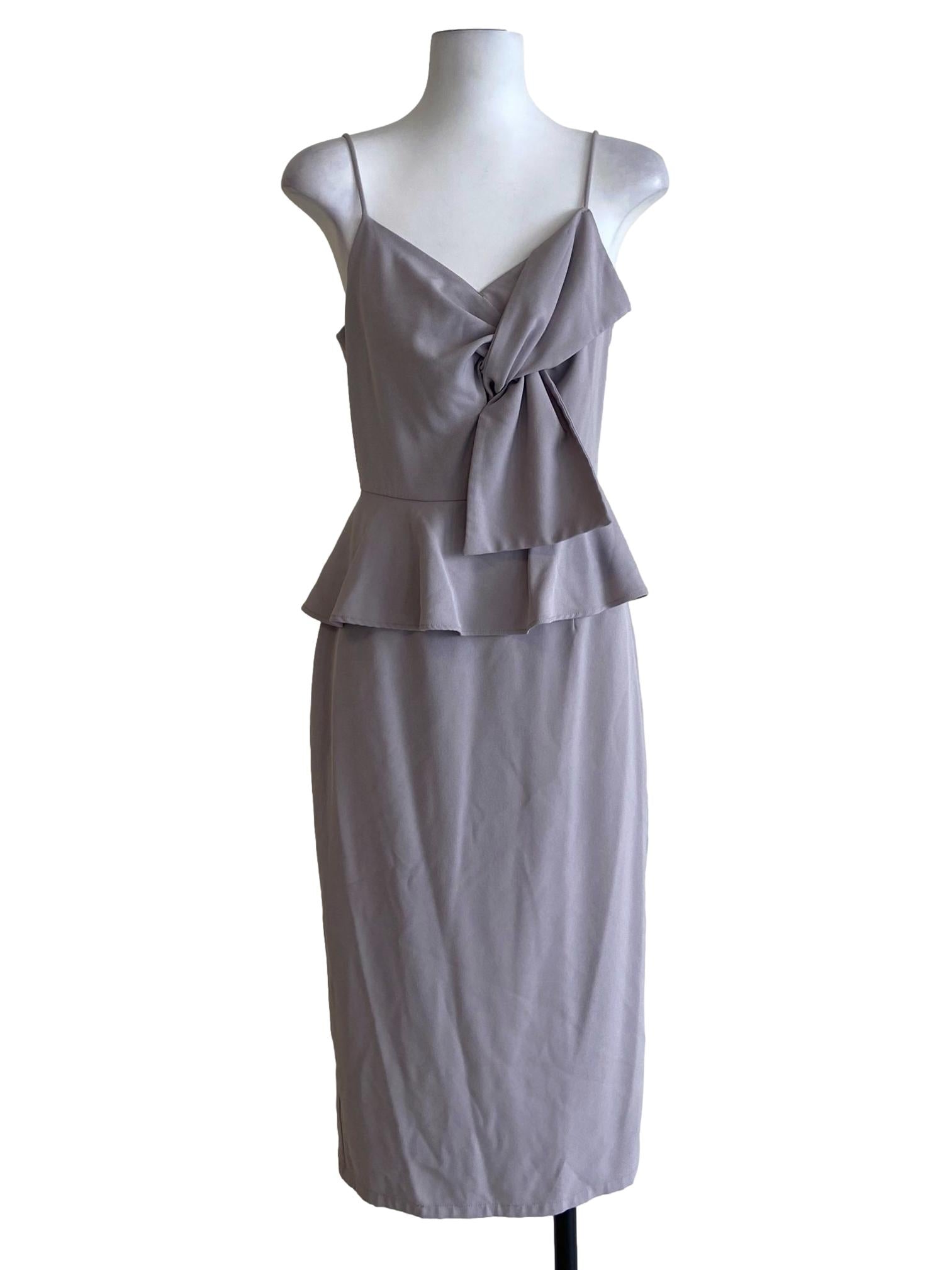 Purple Grey Peplum Slit Dress