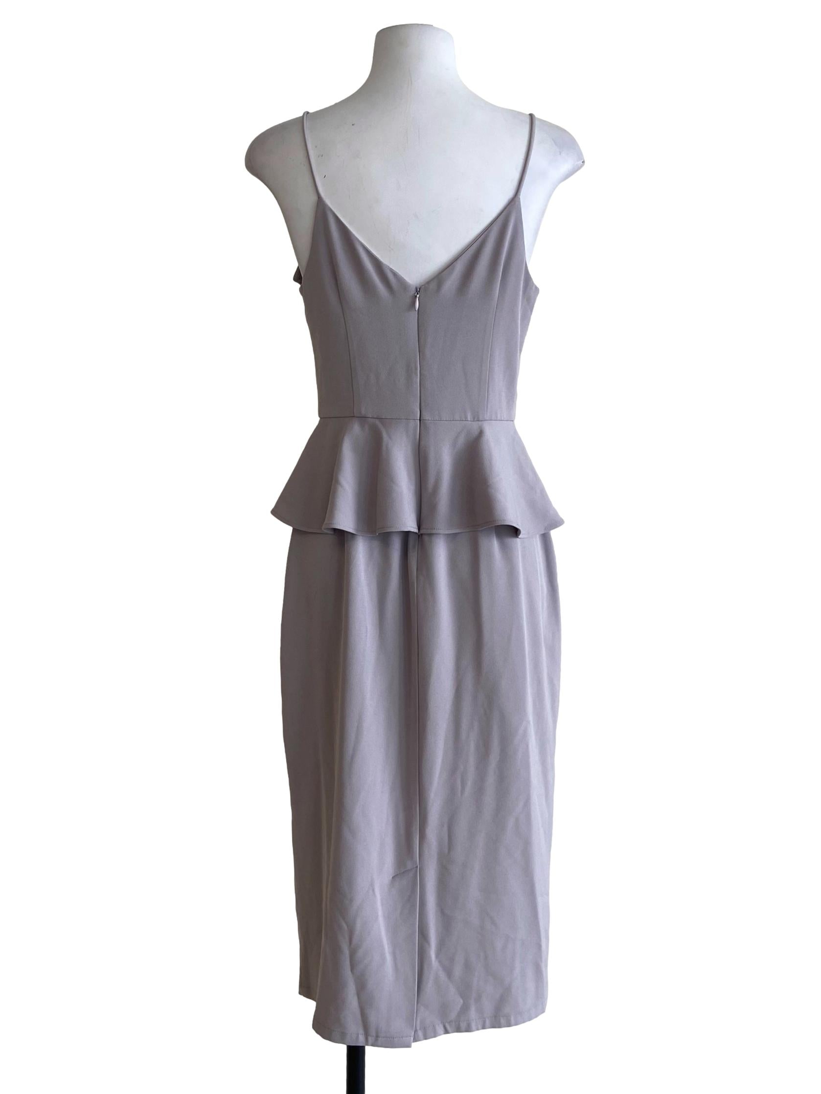 Purple Grey Peplum Slit Dress
