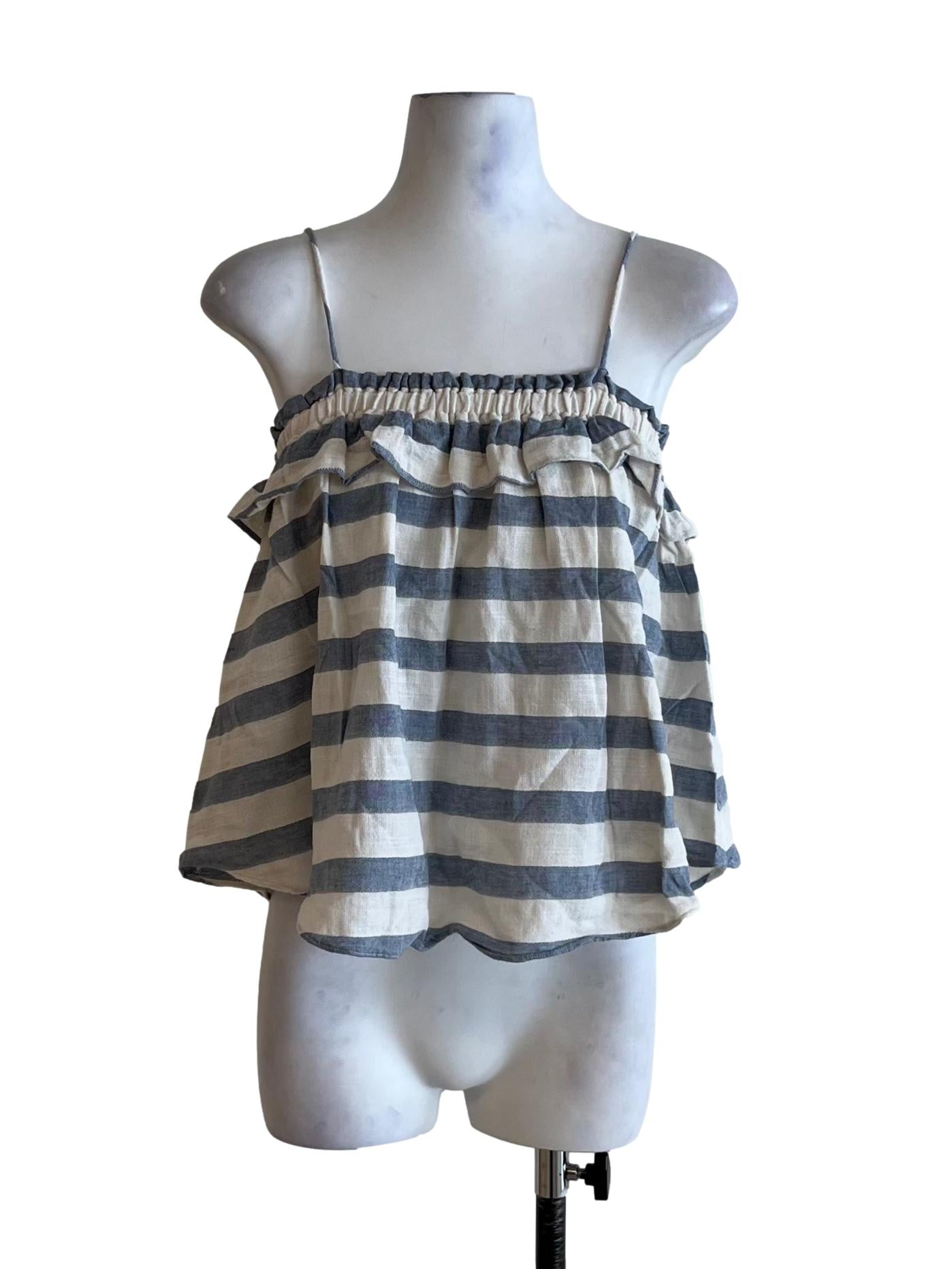 Blue Awning Stripe Sleeveless Top