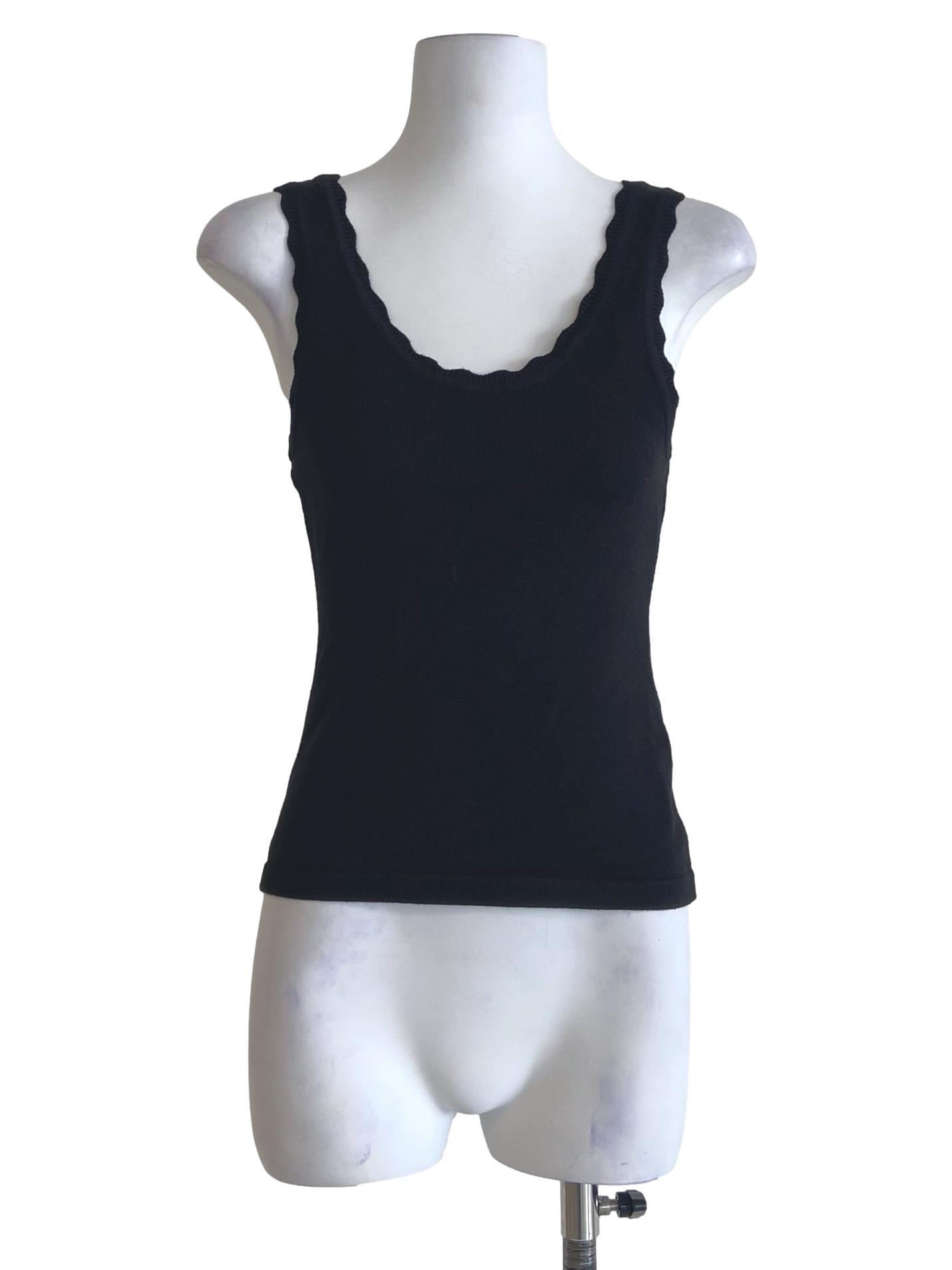 Black Lace Hem Knitted Tank Top