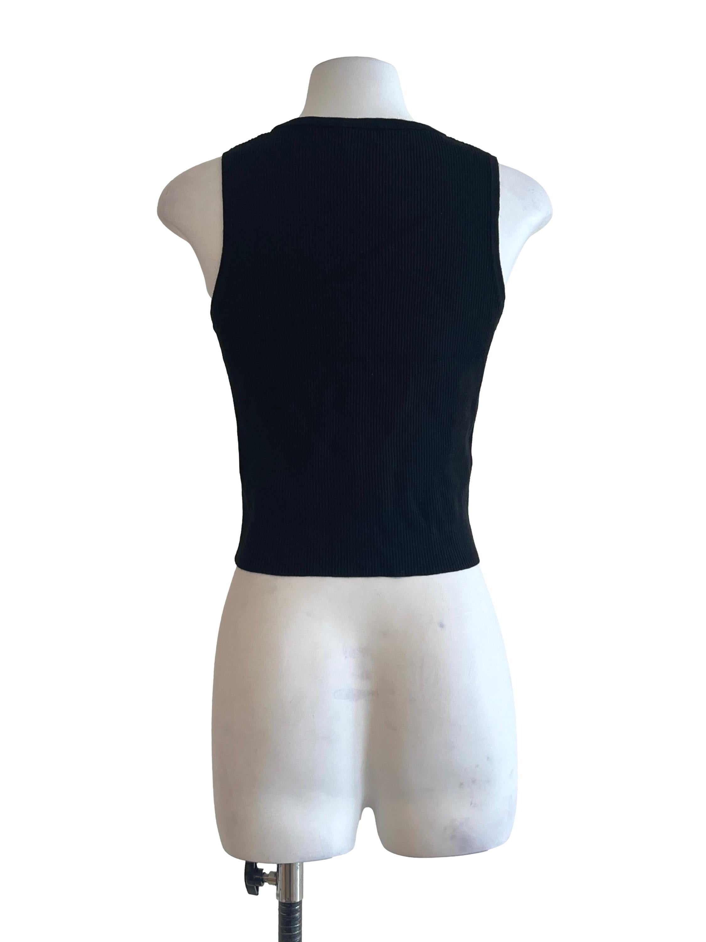Jade Black V-Neck Button Up Top